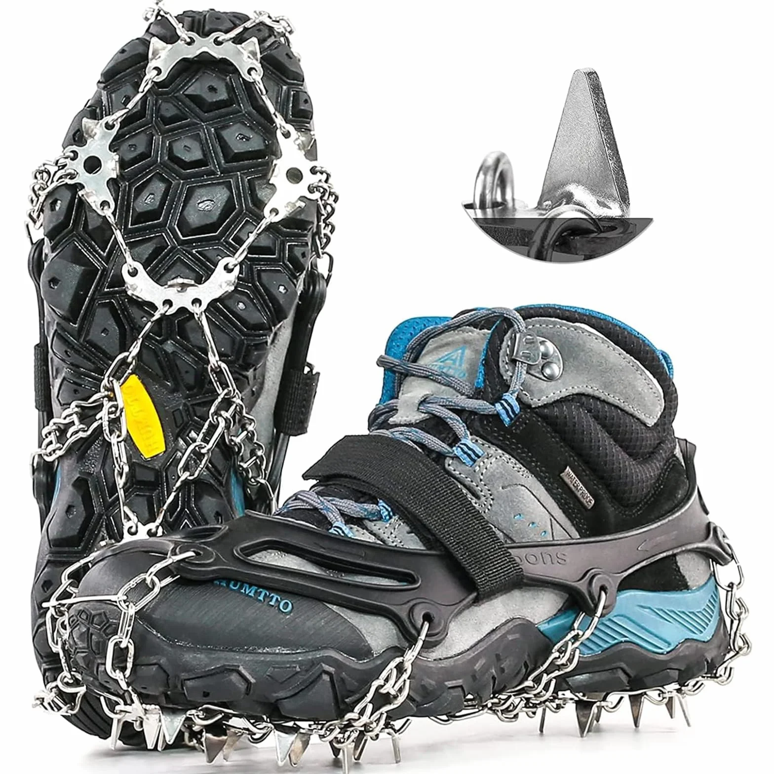HONYAO Crampones Nieve Hielo Zapatos Ligeros Trail Running Antideslizante Excursiones Pesca Caminata Alpinismo