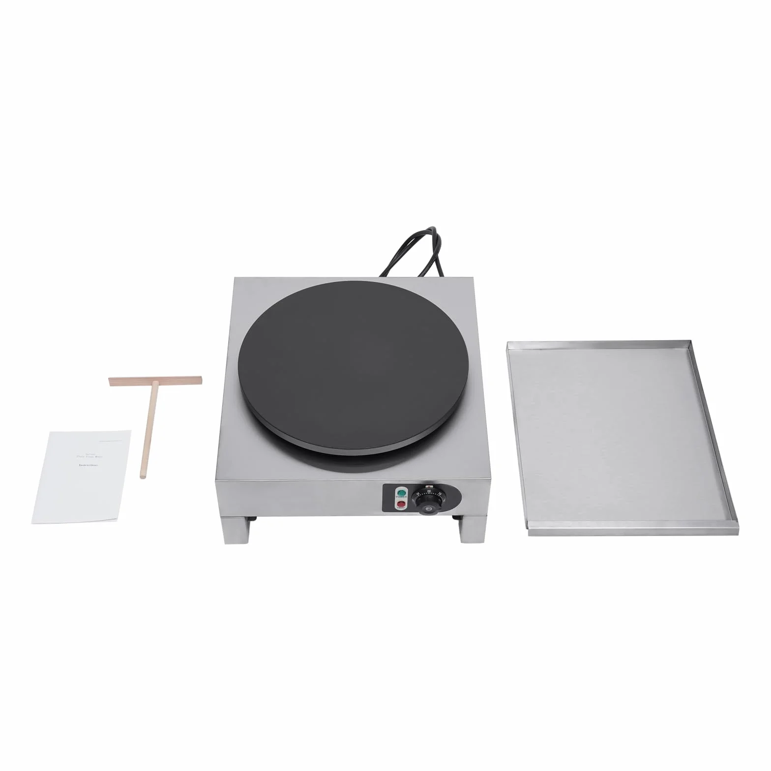 Crepemaker - Máquina eléctrica para crepes (3000 W, 40 cm, antiadherente, acero inoxidable, control de temperatura, para panqueques, tortitas de huevo, crepes