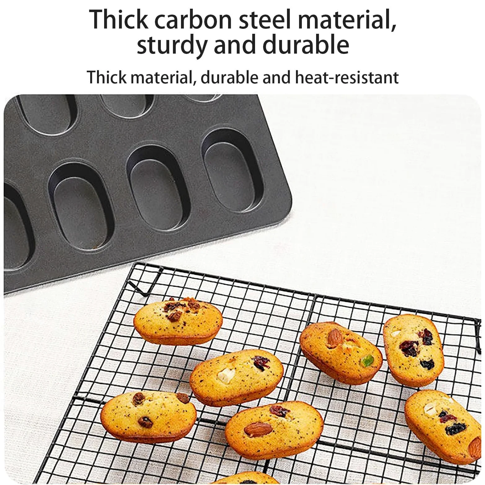 Molde Magdalenas Horno De Acero Al Carbono Con Divisores Ovalado Bandeja Para Hornear Brownie De Cocina Muffin Tray De 8 Cavidades Para Hornear