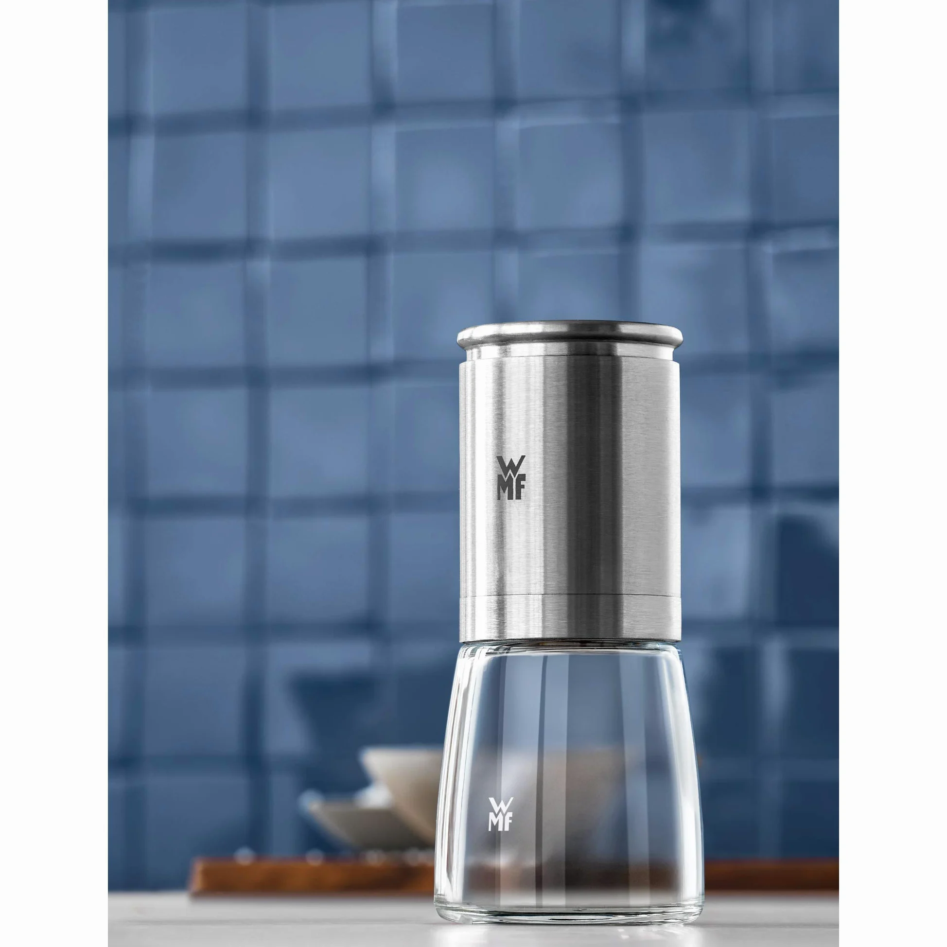 WMF De Luxe - Molinillo para Especias con Molinillo de Cerámica Acero Inoxidable Mate y Cristal