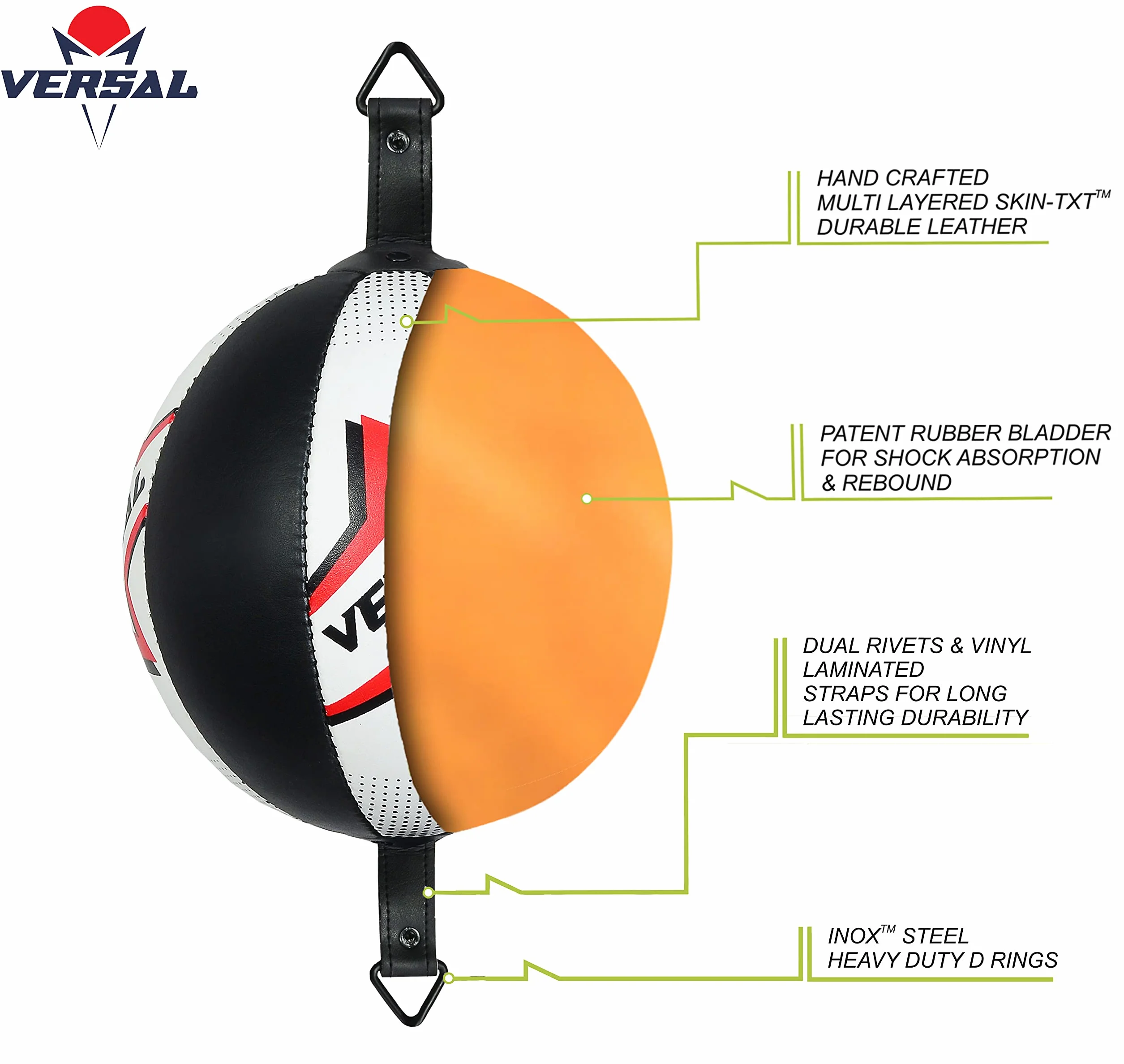 Pelota de boxeo de doble extremo de piel para MMA Speedball entrenamiento saco con cuerdas y anclajes