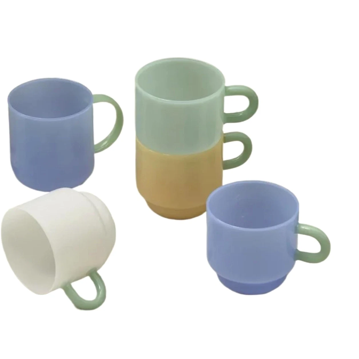 Taza Tea Mugs Jade Mug Retro Green Glass Heat Resistant Tea Cups Glass Coffee Mug Drinkware Drinking Milk Water Coffee Cup 8oz(Ivory)