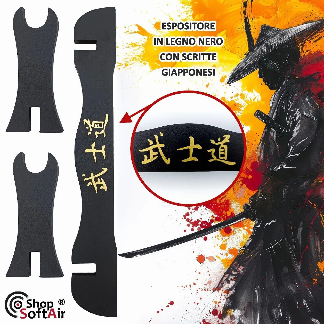 Katana Soporte de pie expositor de madera 1 plaza mesa