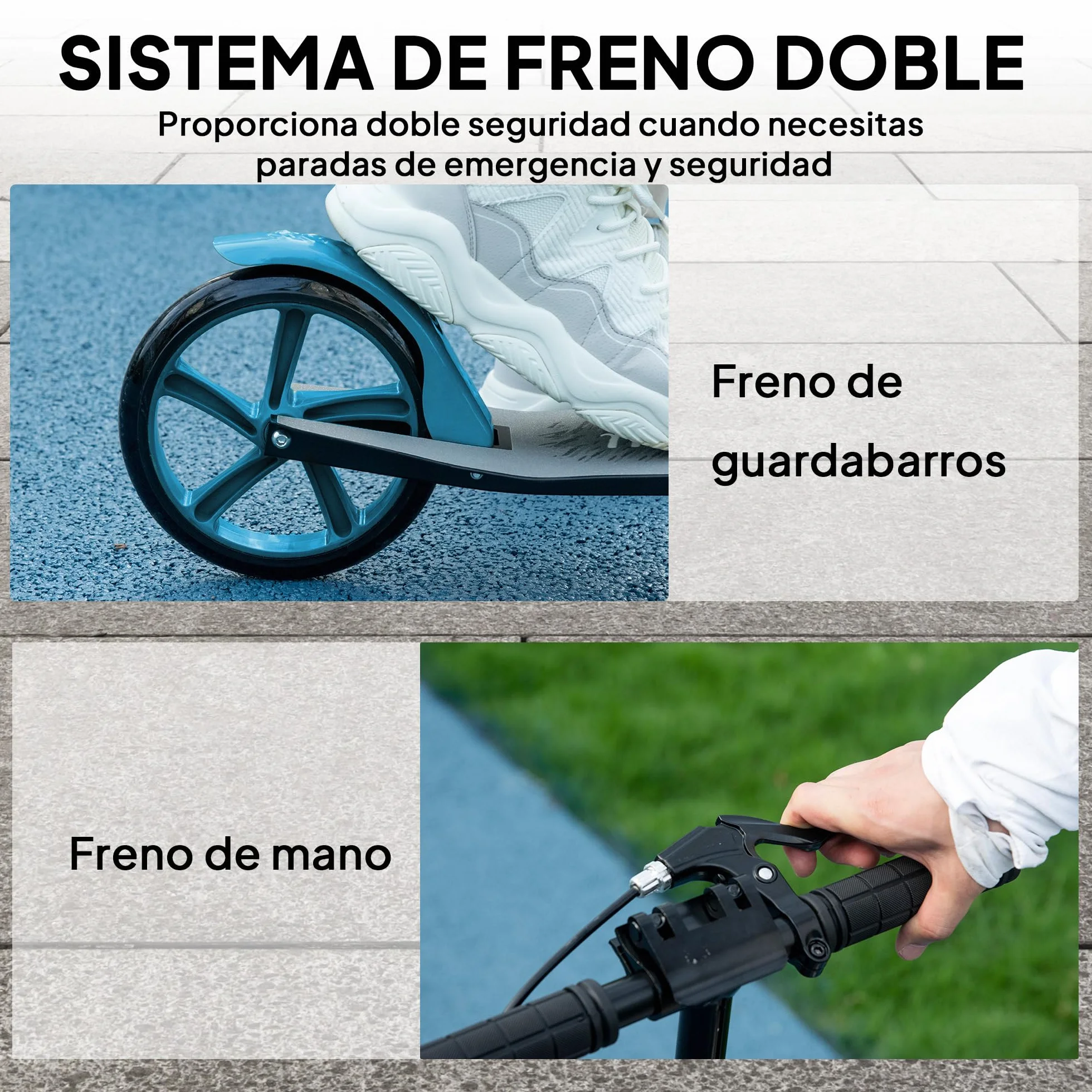 HOMCOM Patinete Plegable para Adultos y Niños +14 Años Scooter Ligero con Manillar Ajustable Ruedas 200 mm Aluminio Carga 100 kg