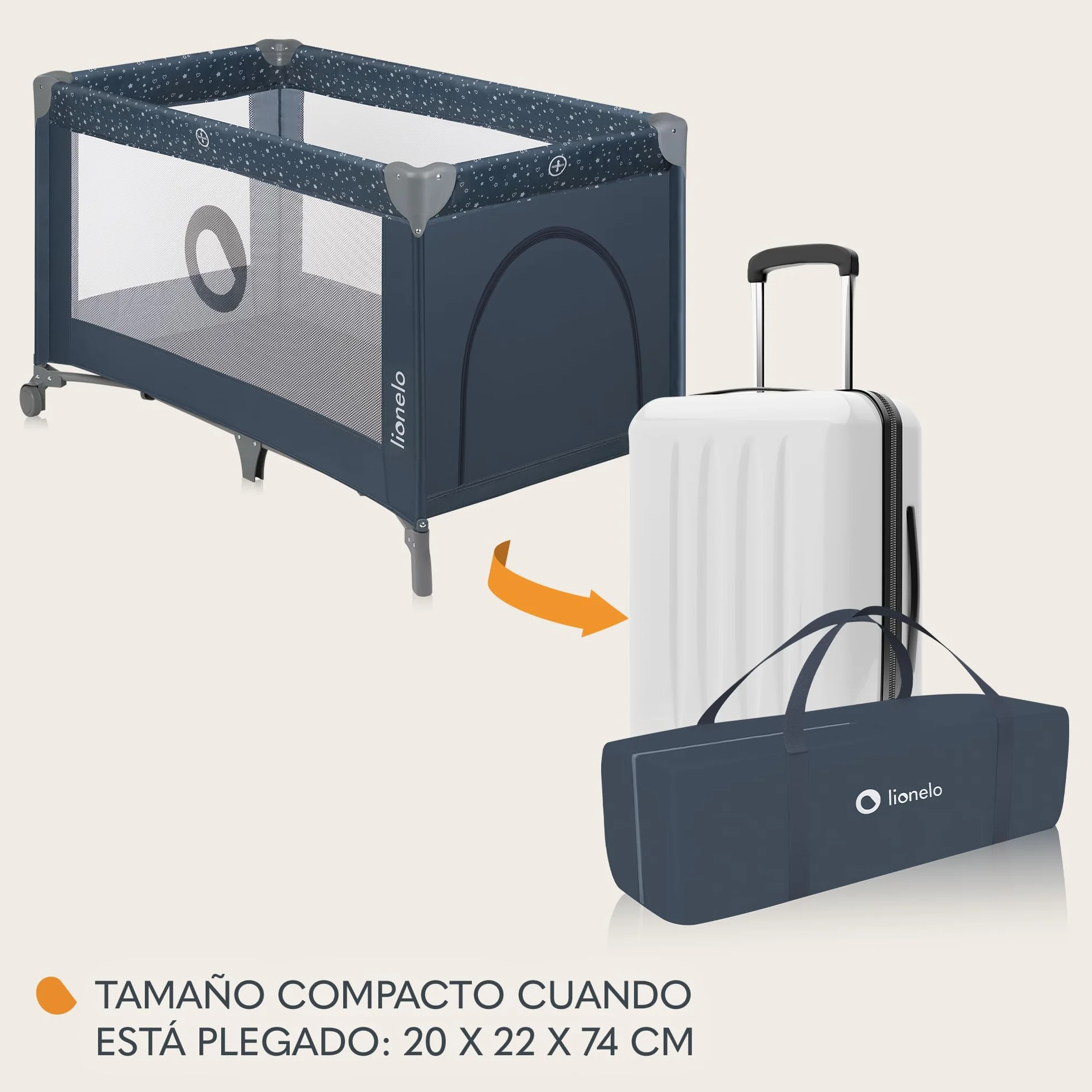 Lionelo Stefi Cuna de Viaje para Bebé Apertura Lateral 120x60 cm LockGuard Malla Transpirable
