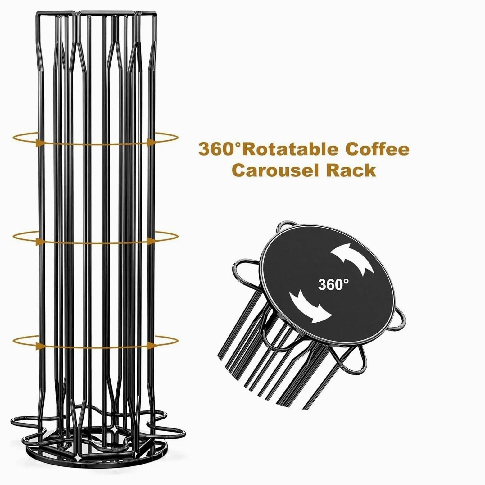 Soporte for cápsulas de café, Compatible con Nespresso, | Carrusel de cápsulas de café giratorio 360 60 cápsulas de café(40-Slivery)