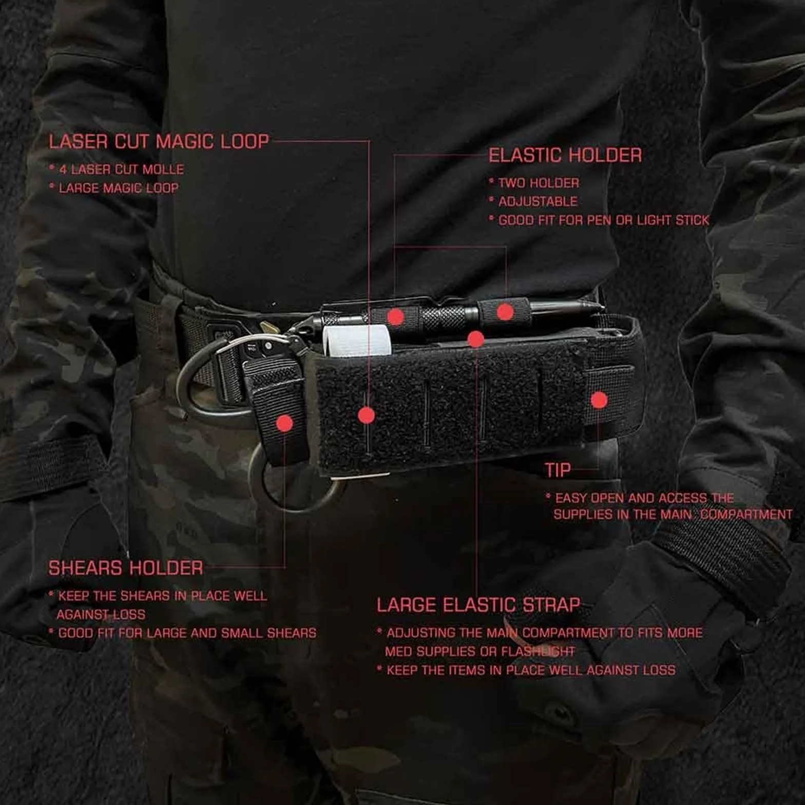 Estuche Portatorniquete Táctico Bolsa Tijeras EMT Torniquete Rescate TQ Organizadora