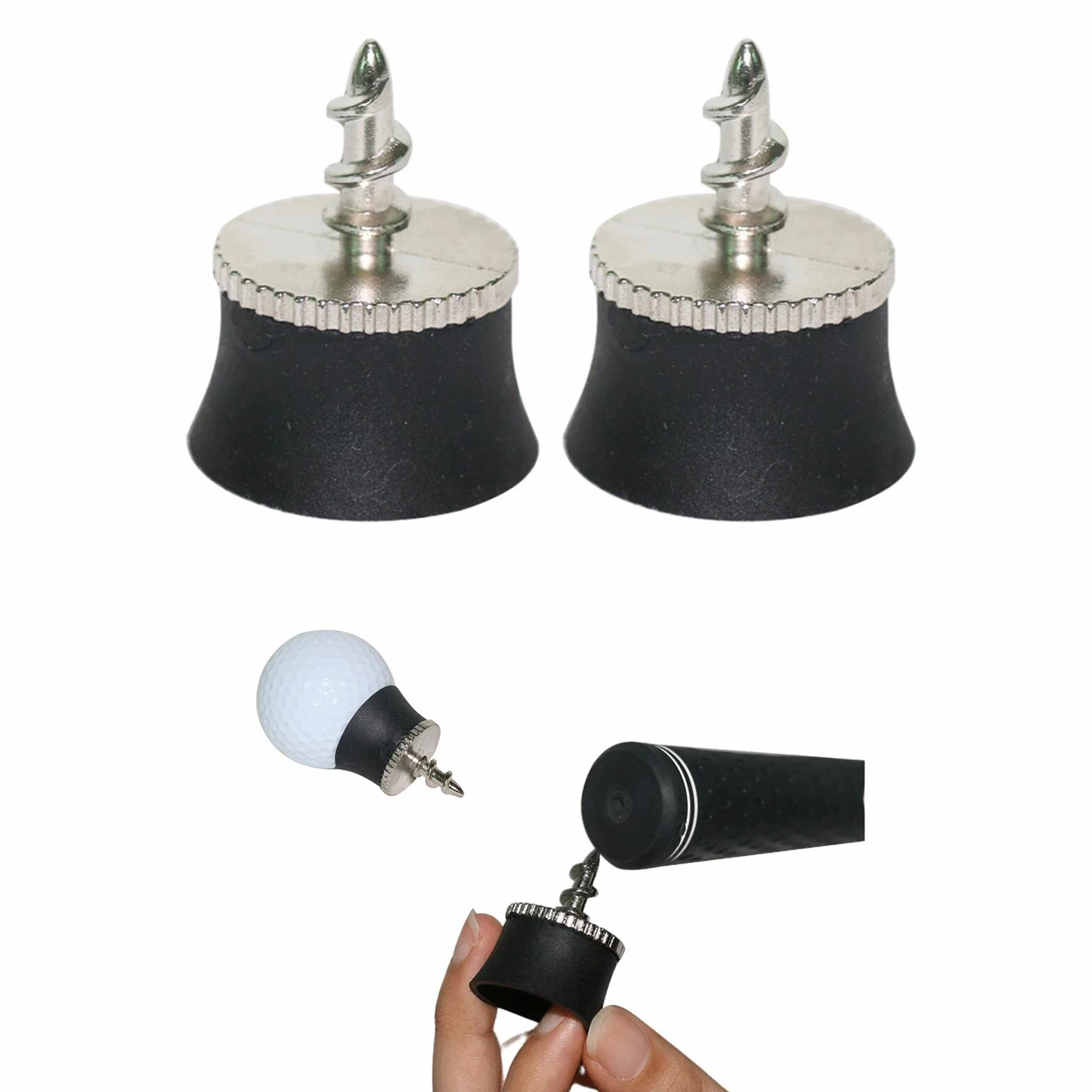 Ventosa de golf, bola de golf de aleación de silicona negra, herramienta de recuperación de ventosa, herramienta de recogida de pelota de golf, accesorio de golf (negro, 2 unidades)