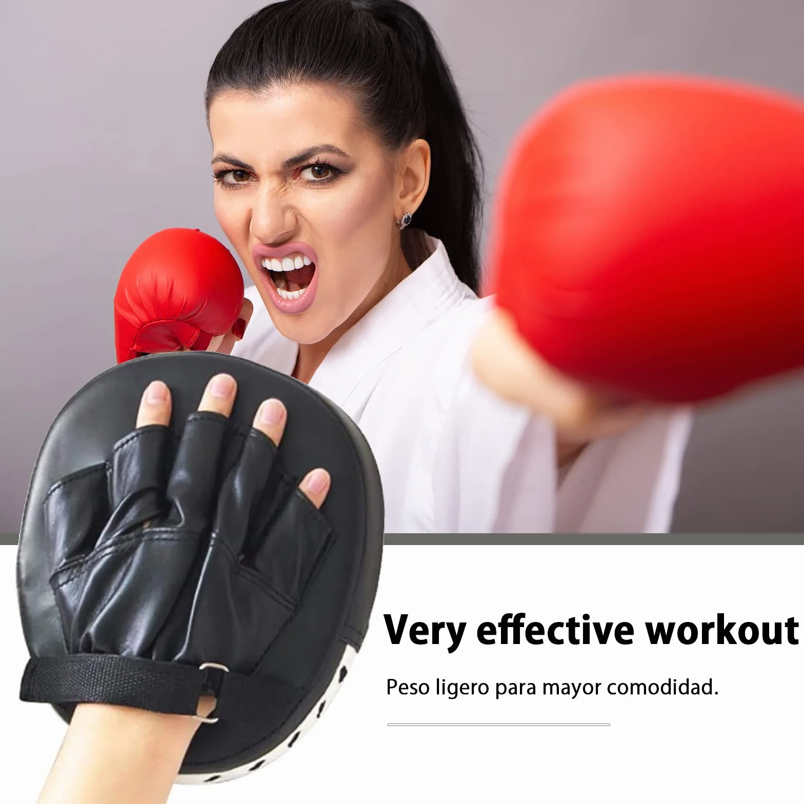 Paquete de 2 Leather Boxing Mitt Training Target Focus Punch Pad Glove Karate Muay Thai Kick MMA