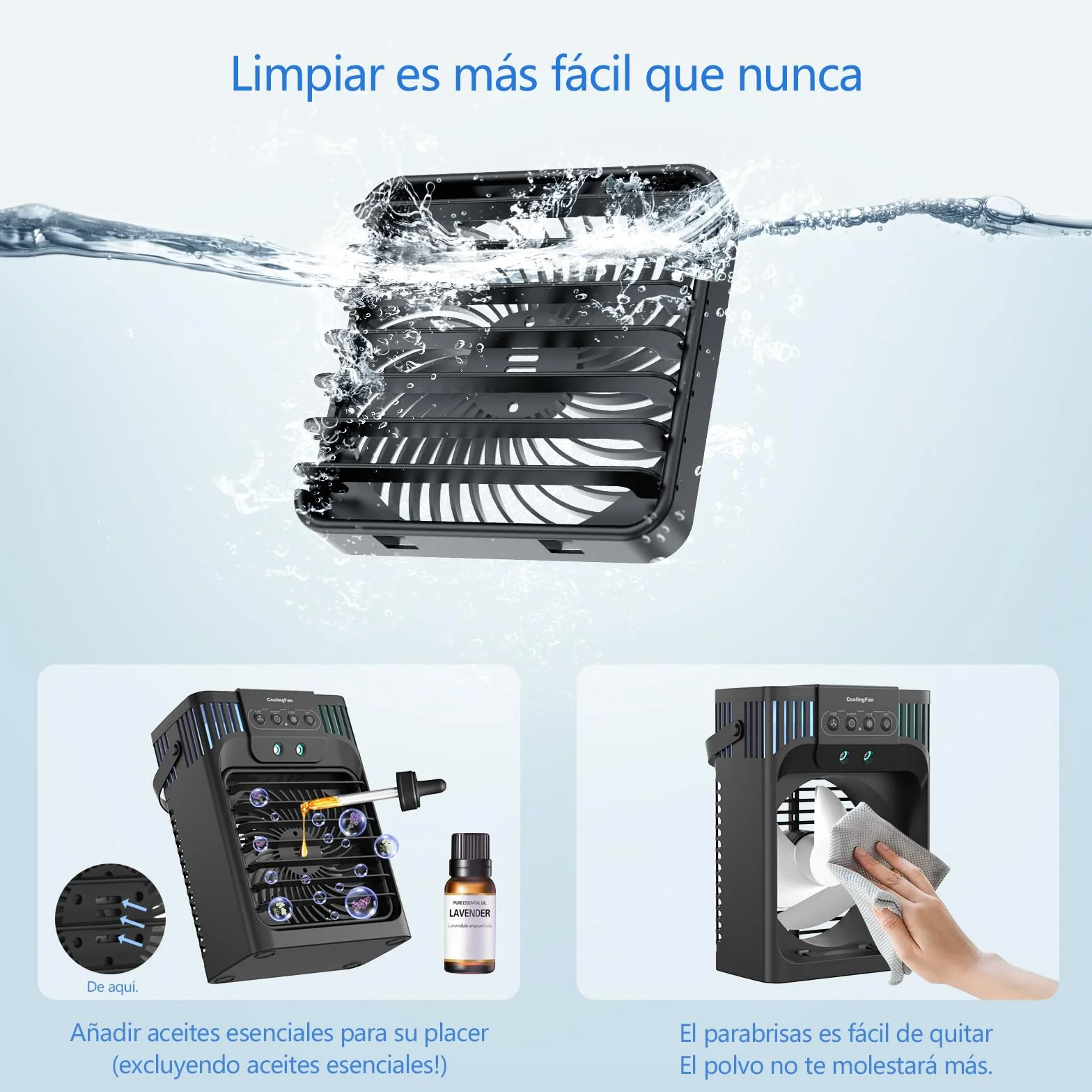 Aire Acondicionado Portatil Silencioso,1200ML Enfriador de Aire con Mando,3 Velocidades,3 Modos,2-8H Timer,7 LEDs,10W Climatizador Portatil Evaporativo para Dormitorios,Habitación,Oficina