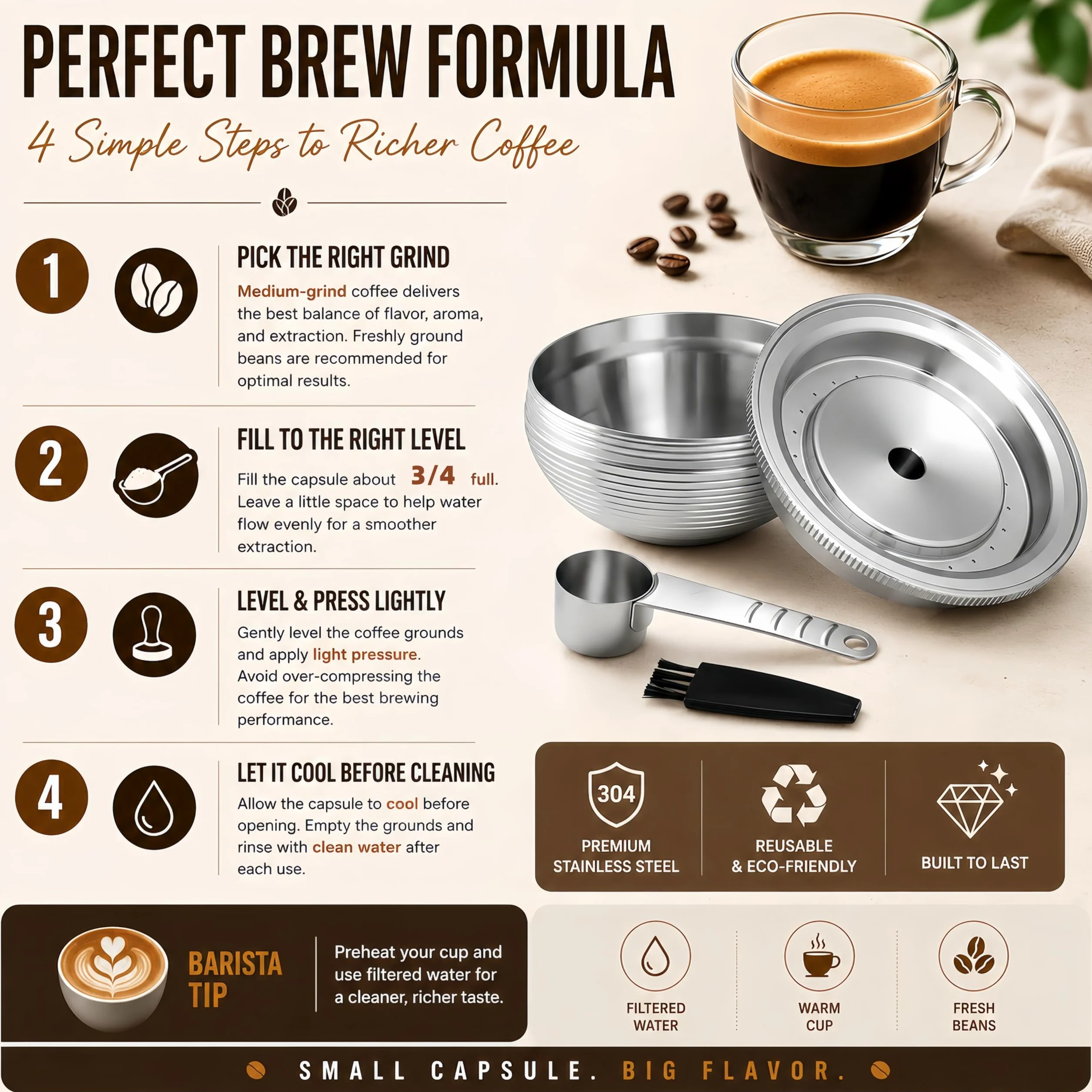 Cápsula de café reutilizable de acero inoxidable de 150 ml, compatible con Nespresso Vertuoline GCA1 y ENV135, filtro de cápsula de café recargable, tamaño expreso
