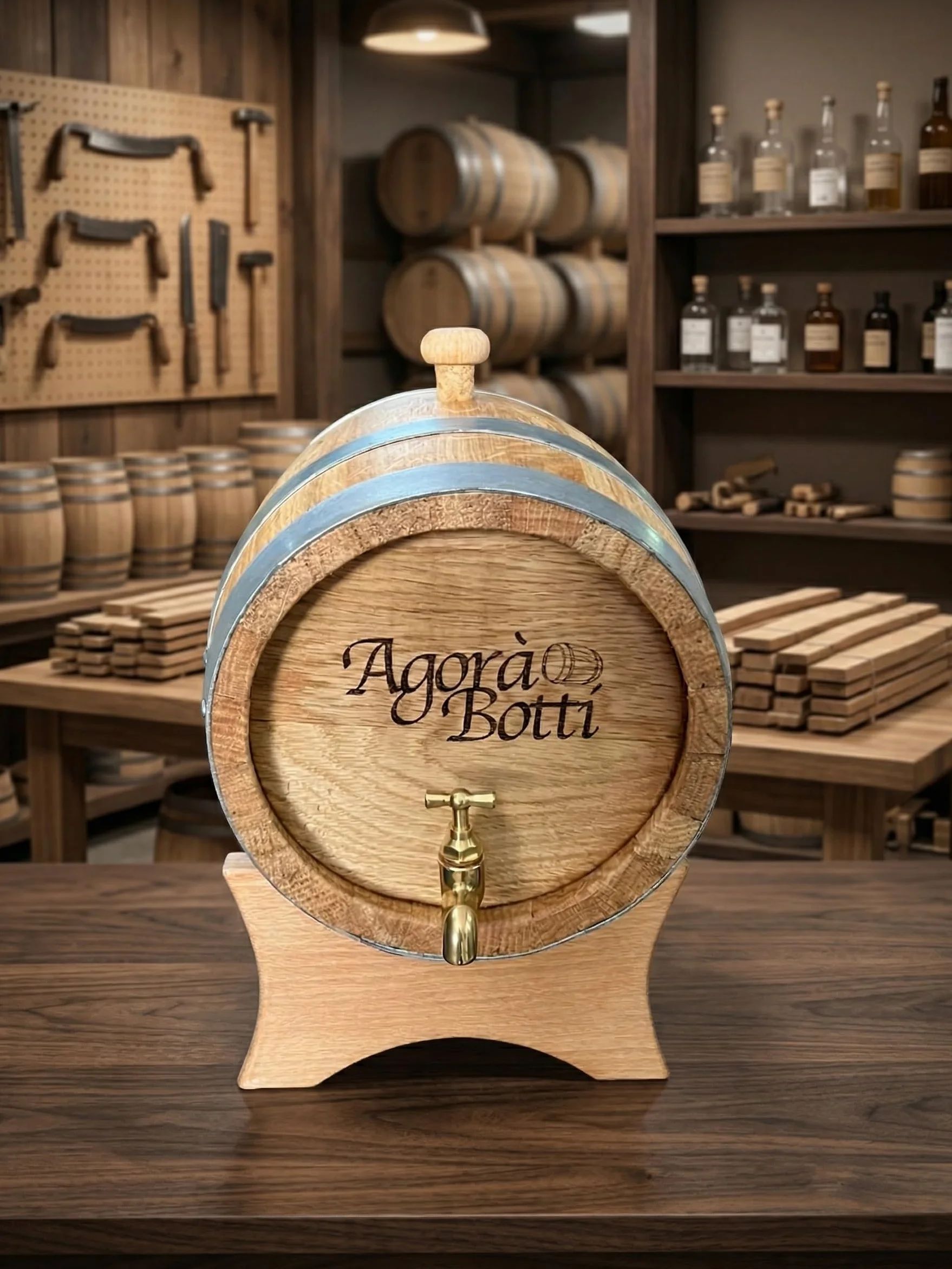 Barril de roble de 5 litros con grifo de latón