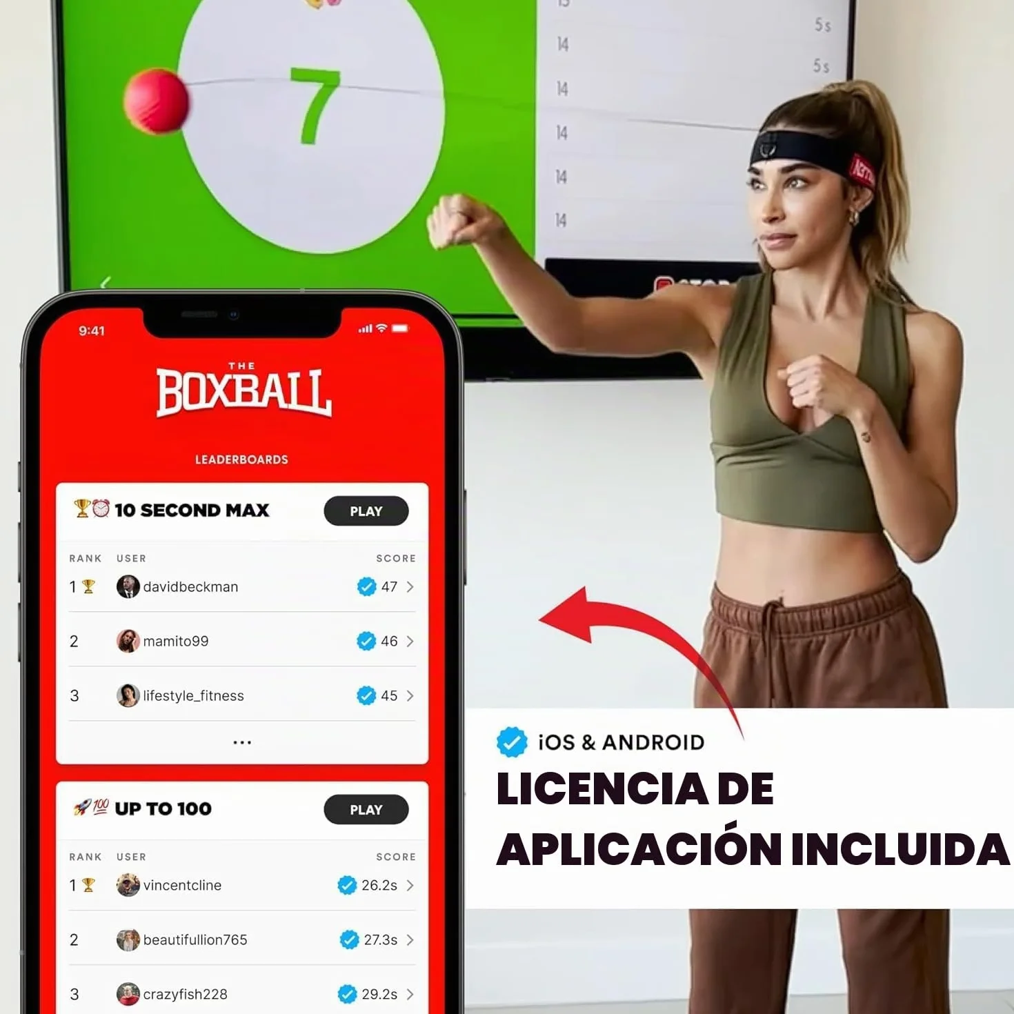 Boxbollen Original Pelota de Boxeo MMA Gear con Correa Ajustable Integración de Aplicación Boxball 1 Paquete