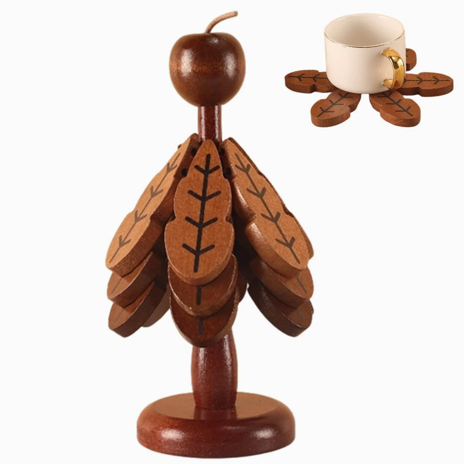 Juego de posavasos de madera antideslizante con aislamiento térmico | forma de almohadillas calientes para vidrio, encimeras, mesas de café, platos calientes, ollas, sartenes, cuencos