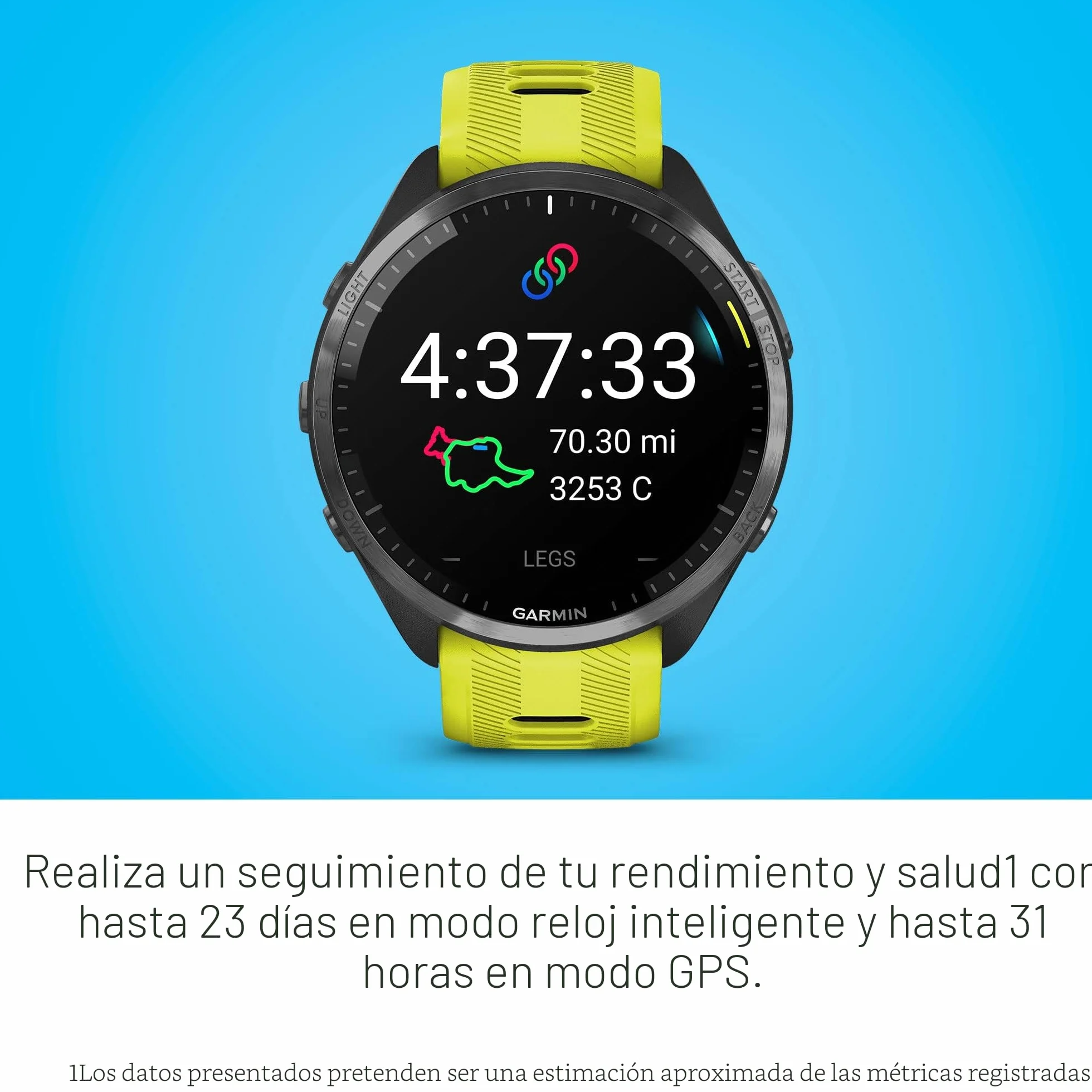 Garmin Forerunner 965 Reloj Inteligente para Correr, Pantalla AMOLED, Medidas de Entrenamiento, Negro y Amarillo