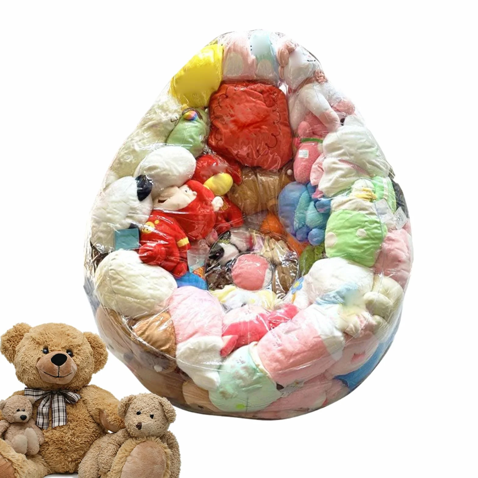 Genérico Funda De Almacenamiento para Peluches Y Puff,Almacenamiento Transparente para Peluches Y Cojines - Protector para Sofá de Hogar Dormitorio Salón Apartamento Guardería y Cuarto de Juegos