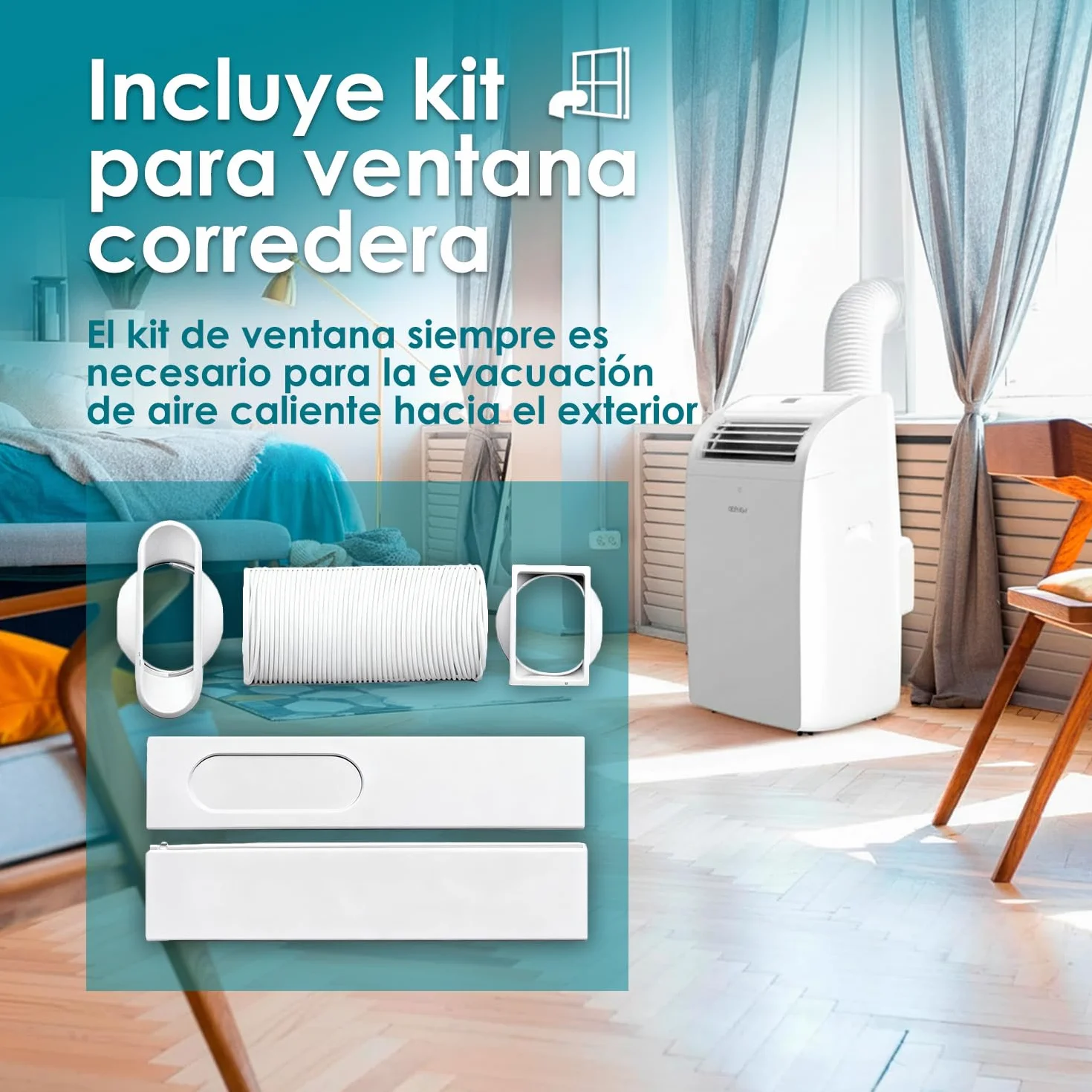 Daitsu - Aire Acondicionado Portátil 4 en 1 Frío, Calor, Deshumidificador y Ventilador | Aeris Dual APD-09FCXB | Compacto y Silencioso | Mando a Distancia (Cobertura 22 m² (Frío/Calor))