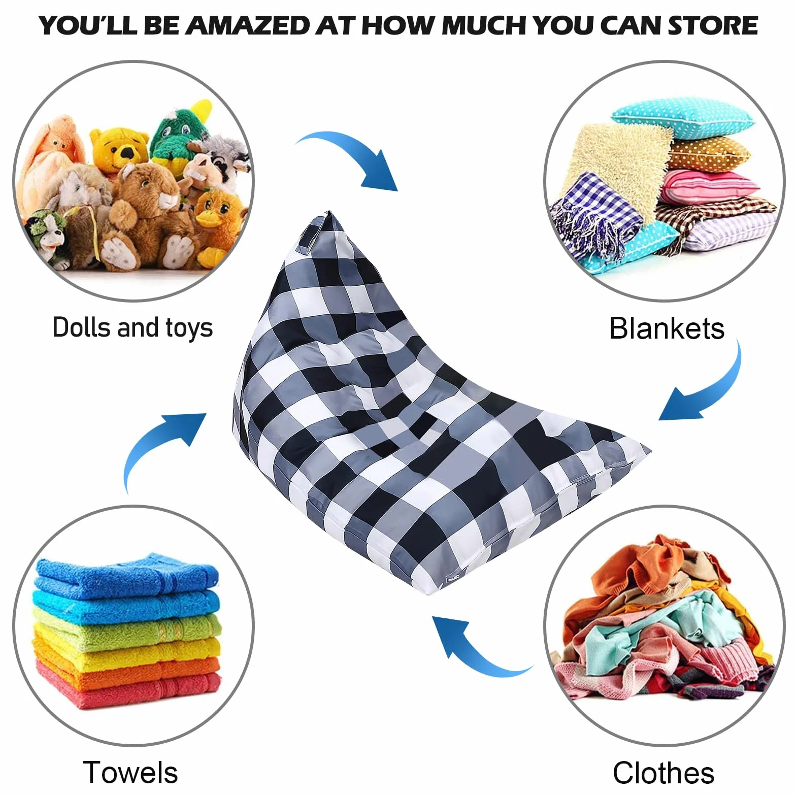 BYZESTY - Funda para puf, almacenamiento de peluches, puf para juguetes de peluche, sillón puf para niños, puf para habitación infantil, sofá infantil (diseño de sirena-2)