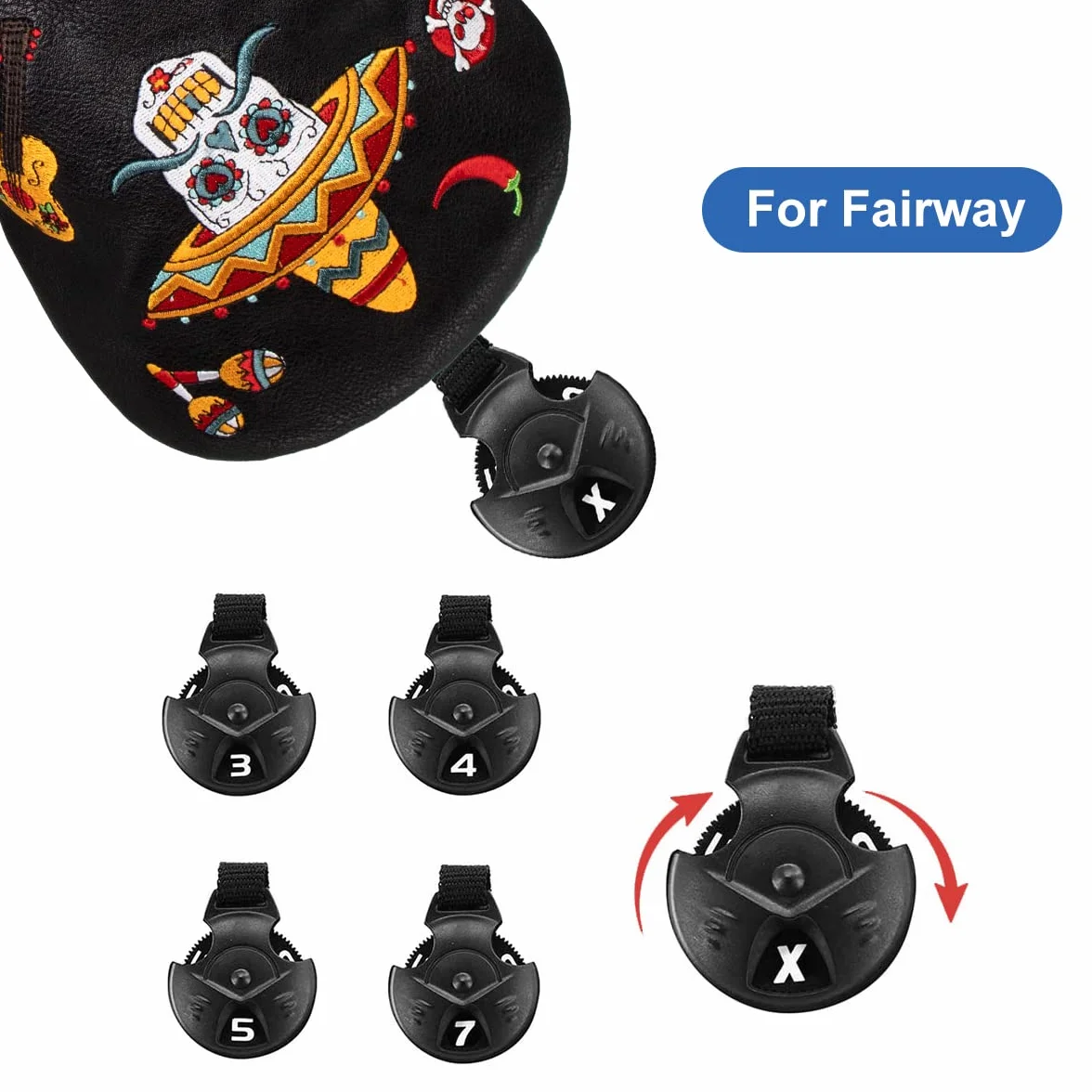Juego de Fundas para Palos de Golf de Piel con Estampado de Calaveras de azúcar