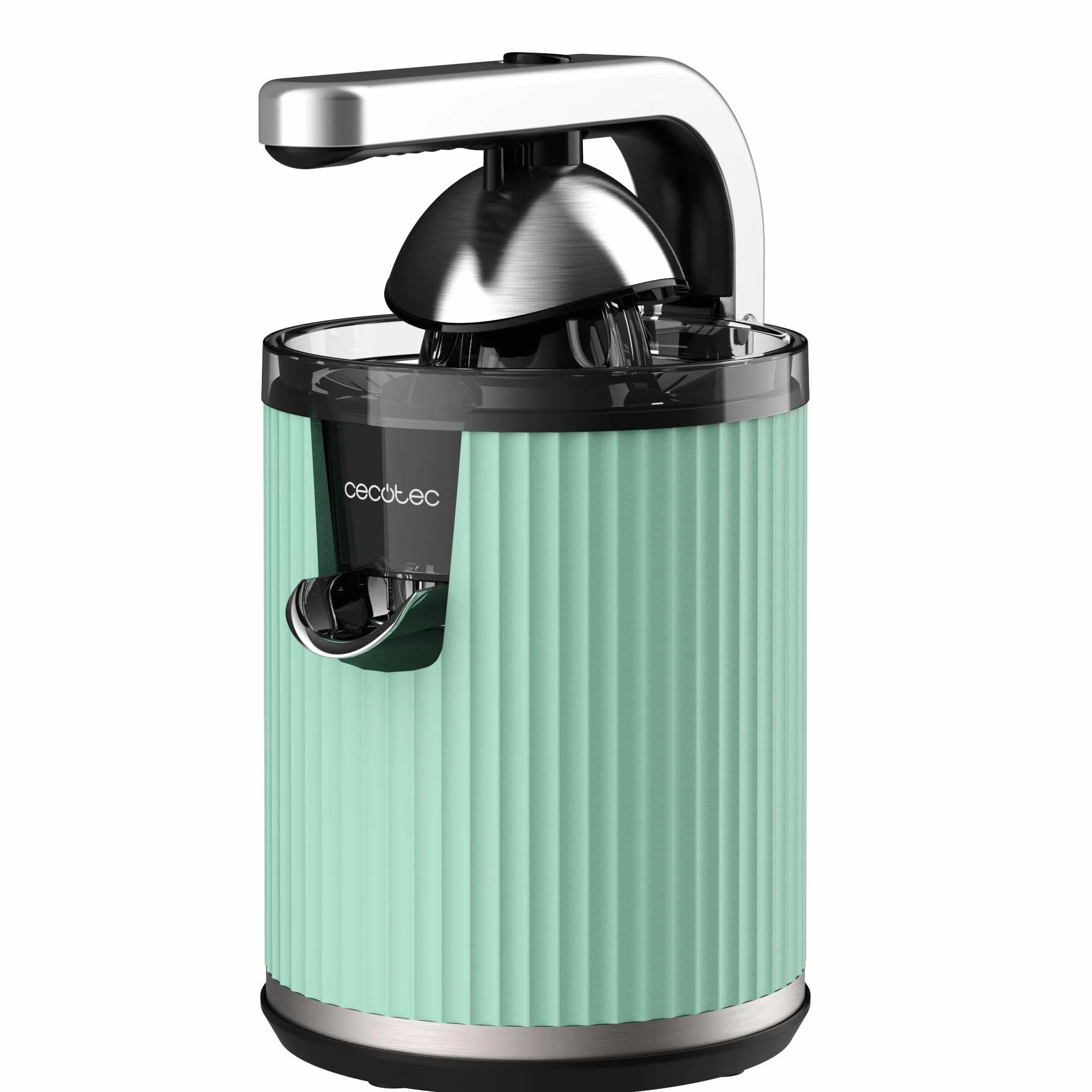 Cecotec Exprimidor Eléctrico de Brazo para Naranjas y Cítricos Xqueeze RetroJuice 600 Green. 600W, Estilo Retro, Filtro de Acero Inoxidable, Cono de Plástico, Palanca para Extraer Pulpa, Antigoteo