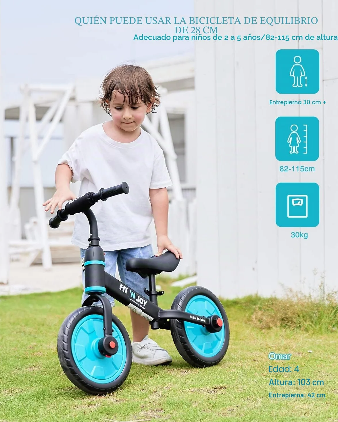 UBRAVOO Fit 'n Joy Bicicleta de Equilibrio 4 en 1 para niños Pequeños con Pedales y Ruedas de Entrenamiento 2-5