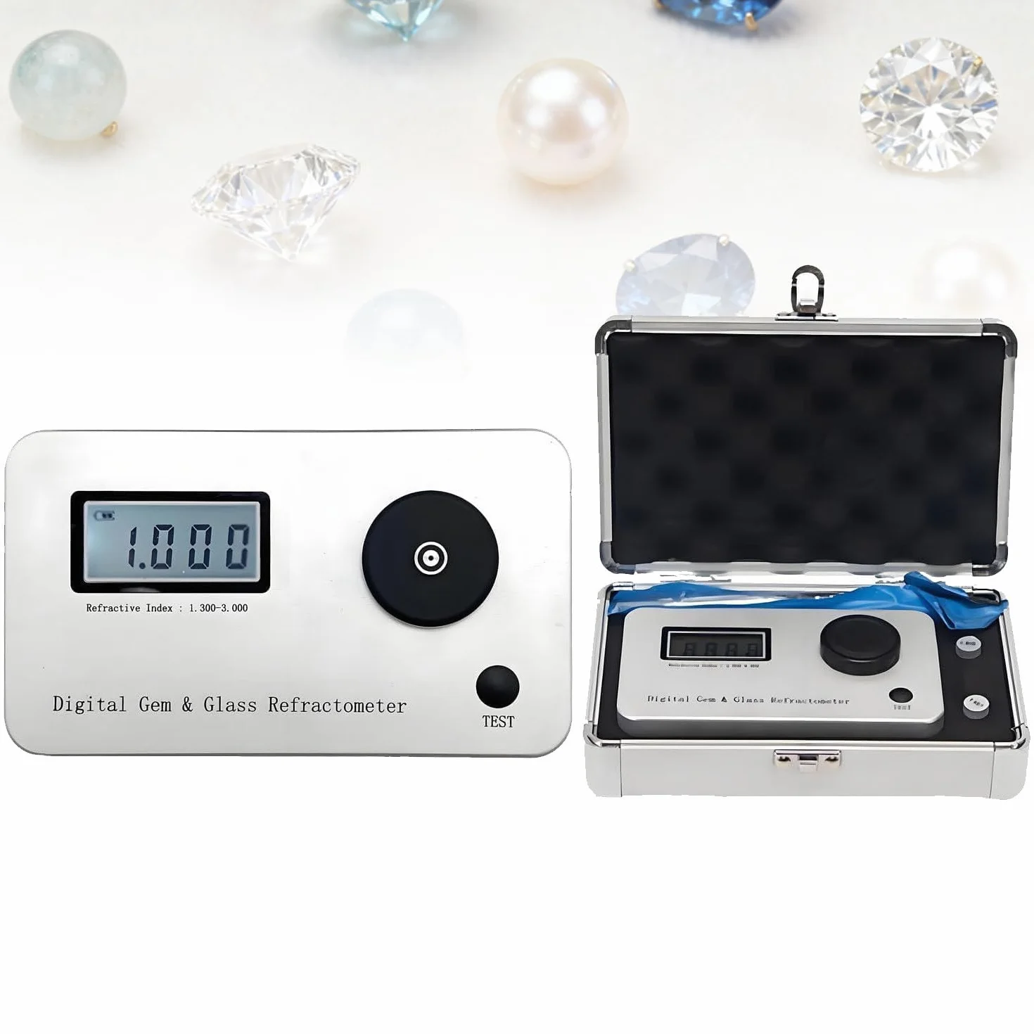 Refractómetro para Gemas, Detector de índice de refracción de Diamantes. Pantalla LCD retroiluminada de Gran tamaño, índice de refracción 1.300-3.000/error: ±0.005, para joyería y Jade