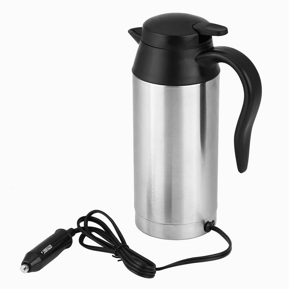 Encendedor eléctrico de coche de 25 oz de acero inoxidable portátil de calefacción taza de café calentador de té taza termo alimentado por 12 V encendedor de cigarrillos, 750 ml