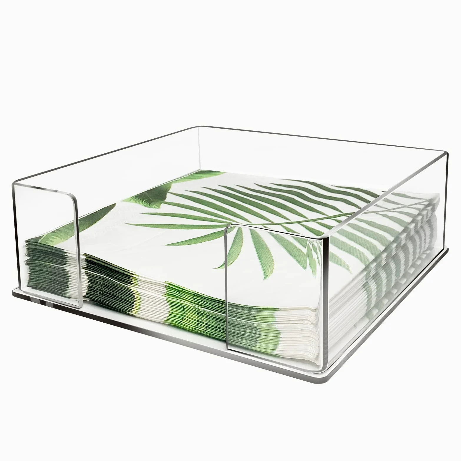 Servilletero de cóctel acrílico, soporte transparente para servilletas de almuerzo, para mesa, 7 x 7 pulgadas
