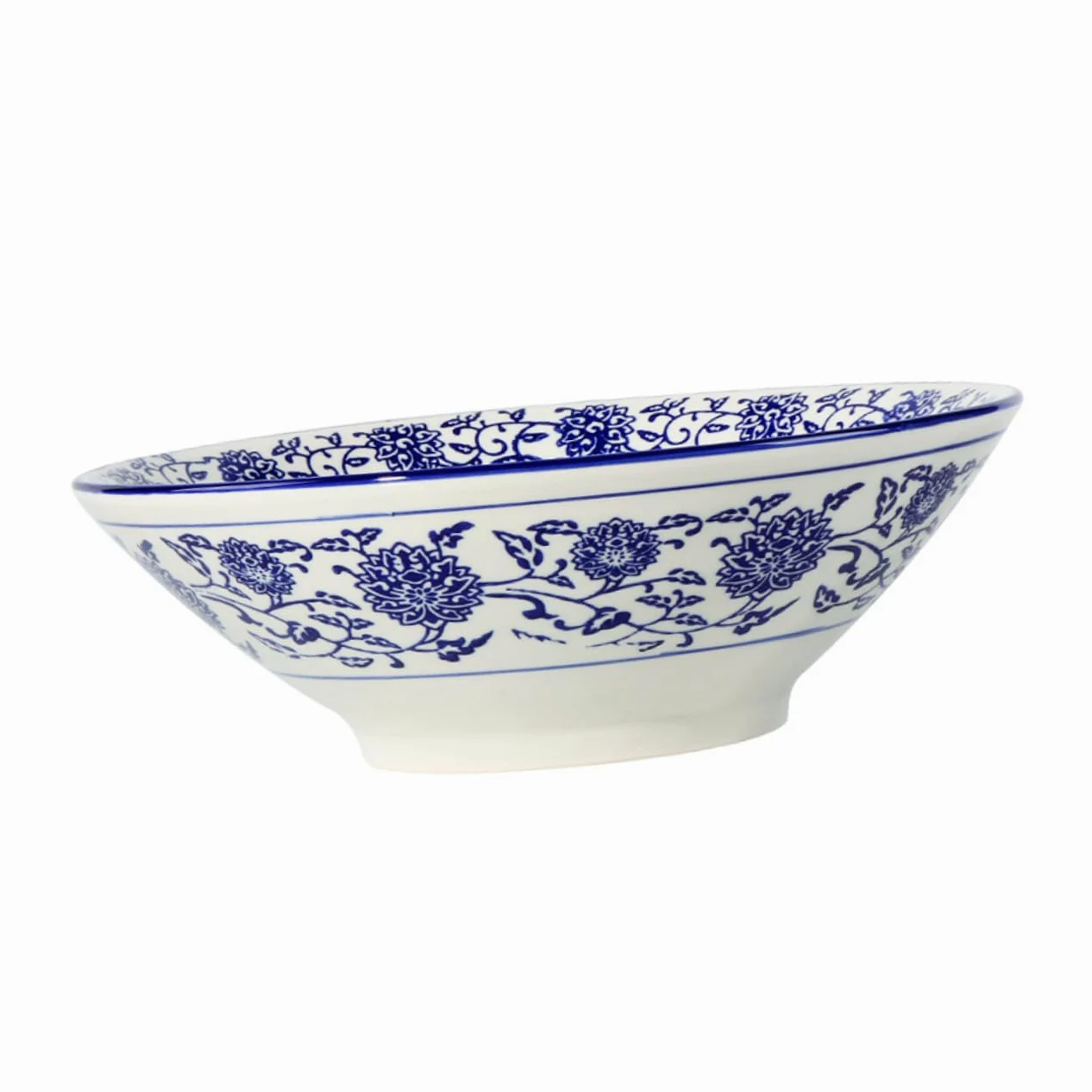 Cuenco Cerámico Esmaltado con Diseño Azul y para Servir Sopa Ramen y Ensaladas Restaurantes y Hogar Resistente y Decorativo para Diario