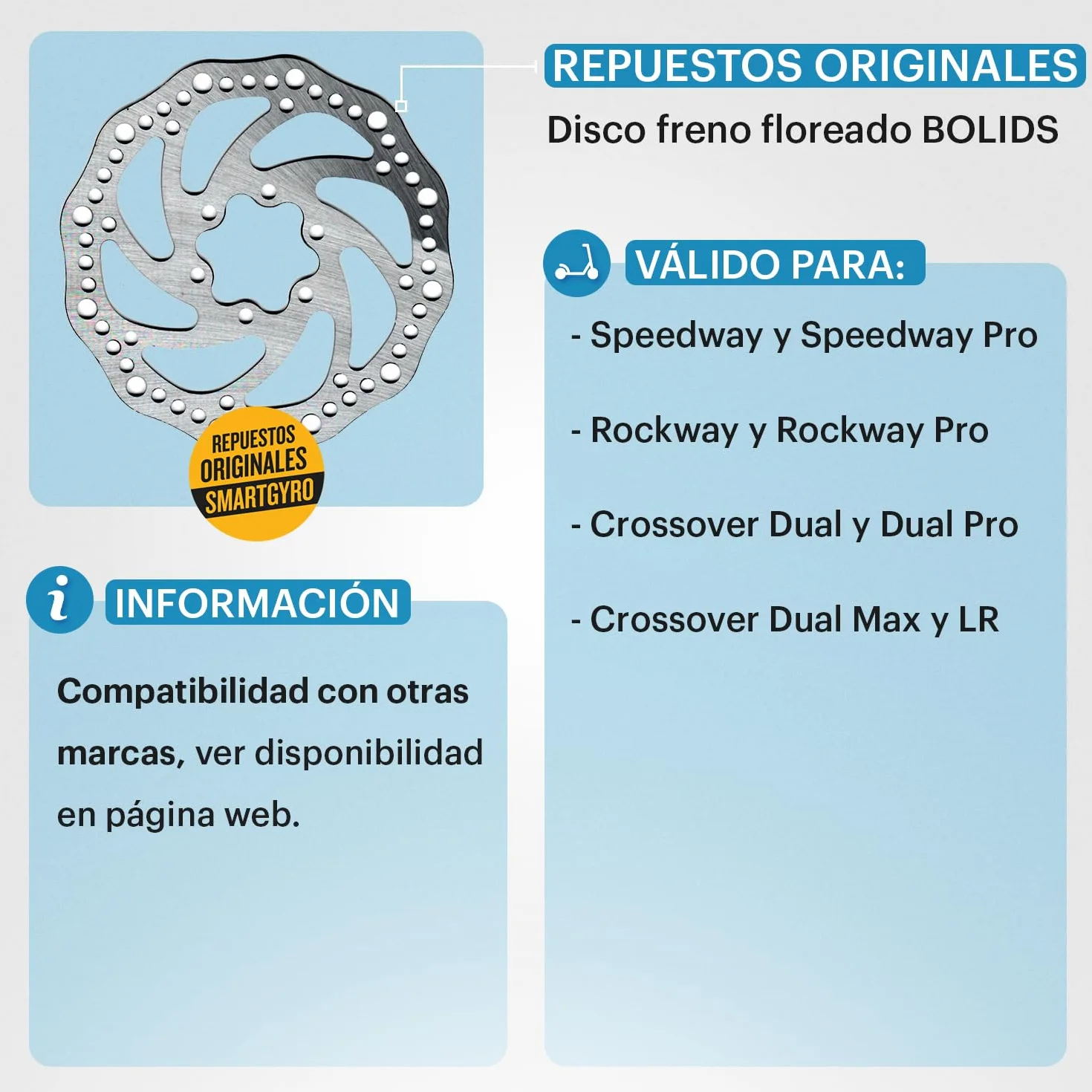 Disco de Freno Floreado Bolids para Patinetes Eléctricos SPEEDWAY V3.0 ROCKWAY V3 CROSSOVER K2