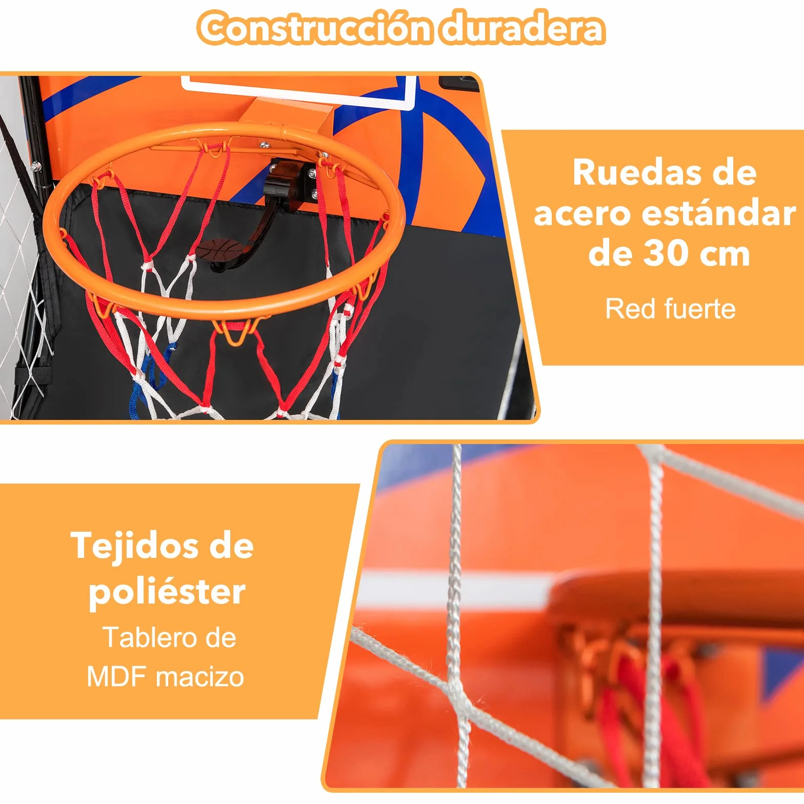 COSTWAY Juego de Canastas de Baloncesto Portátil Plegable con Marcador Electrónico y Compresor, 3 Pelotas, 208 x 62 x 207 cm