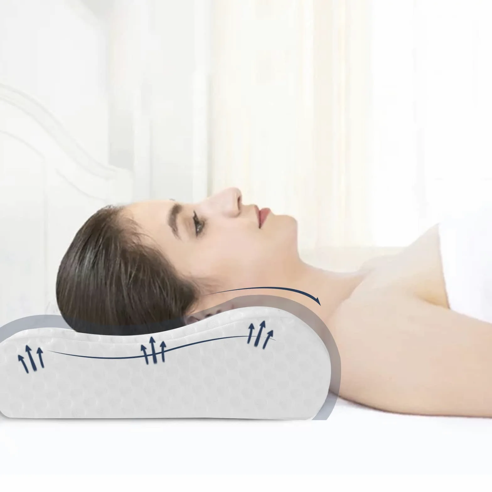 Good Nite Almohada de Espuma viscoelástica para el Contorno del Cuello, Almohada ortopédica Cervical ergonómica, Suave, Almohada Profunda para Dormir de Lado y Boca Arriba