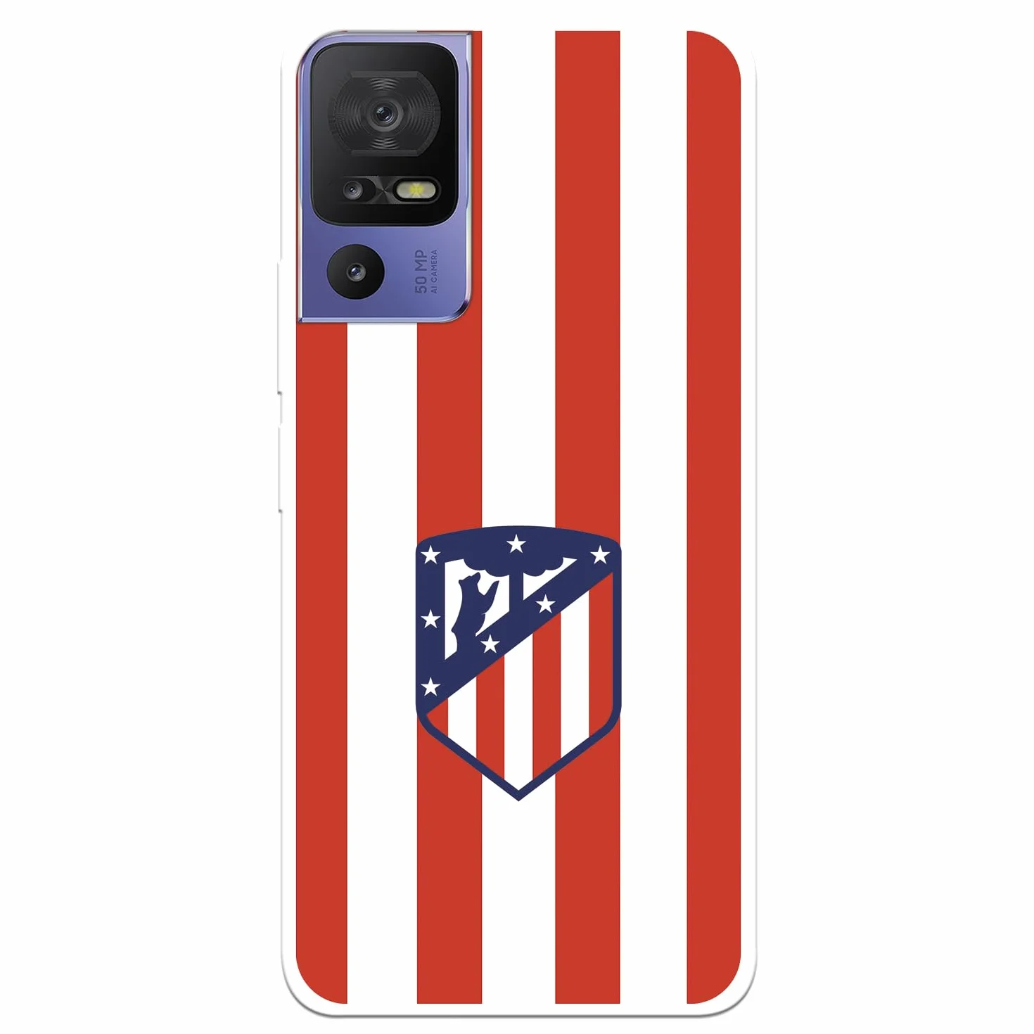 Funda para TCL 40 SE Atlético de Madrid Escudo Rojiblanco Silicona Flexible Licencia Oficial