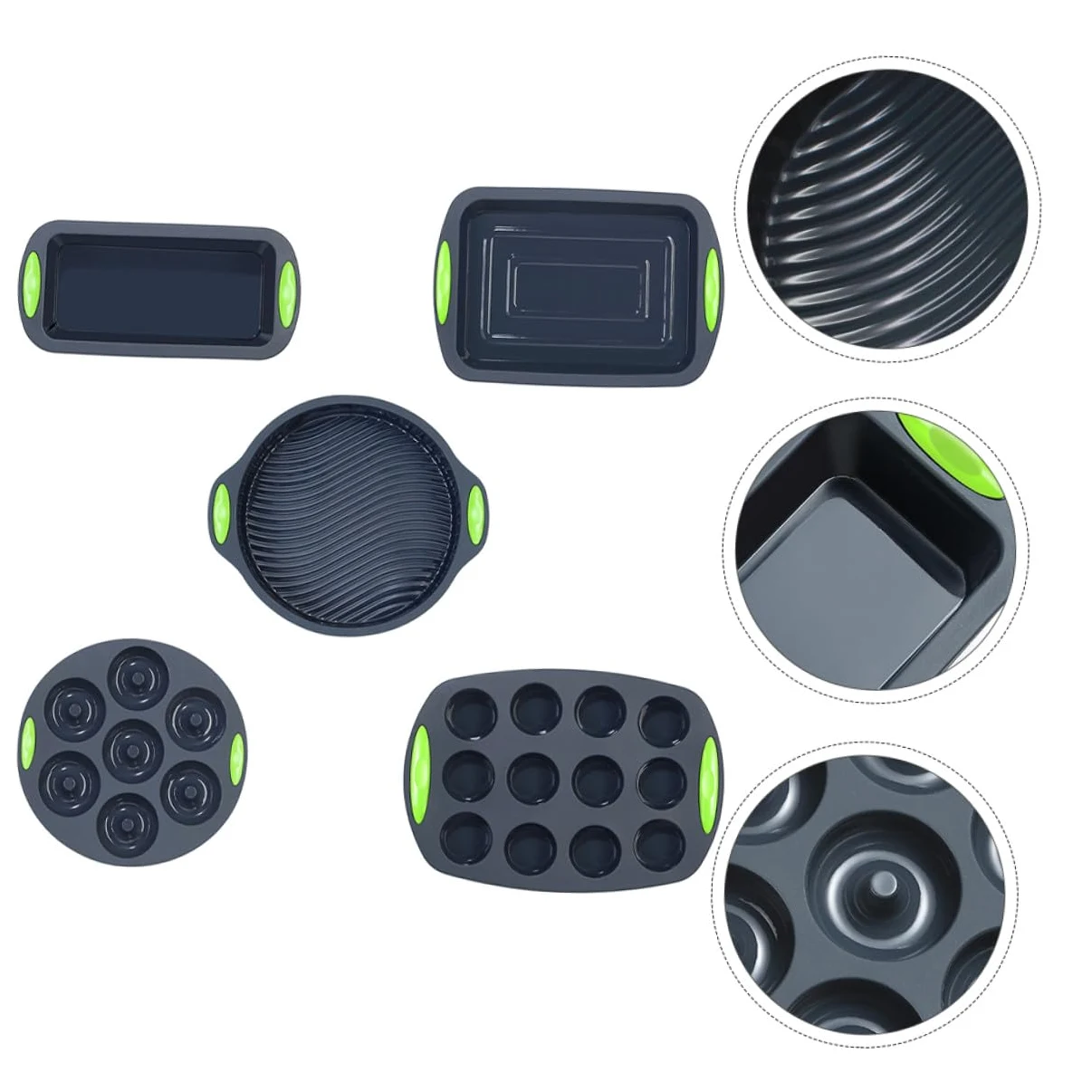 Molde de Silicona para Pastel 5 Piezas, Resistente a Temperaturas 40℃ a 240℃, Color Gris, Herramienta Práctica para Hornear DIY en Horno y Refrigerador, Utensilios Repostería