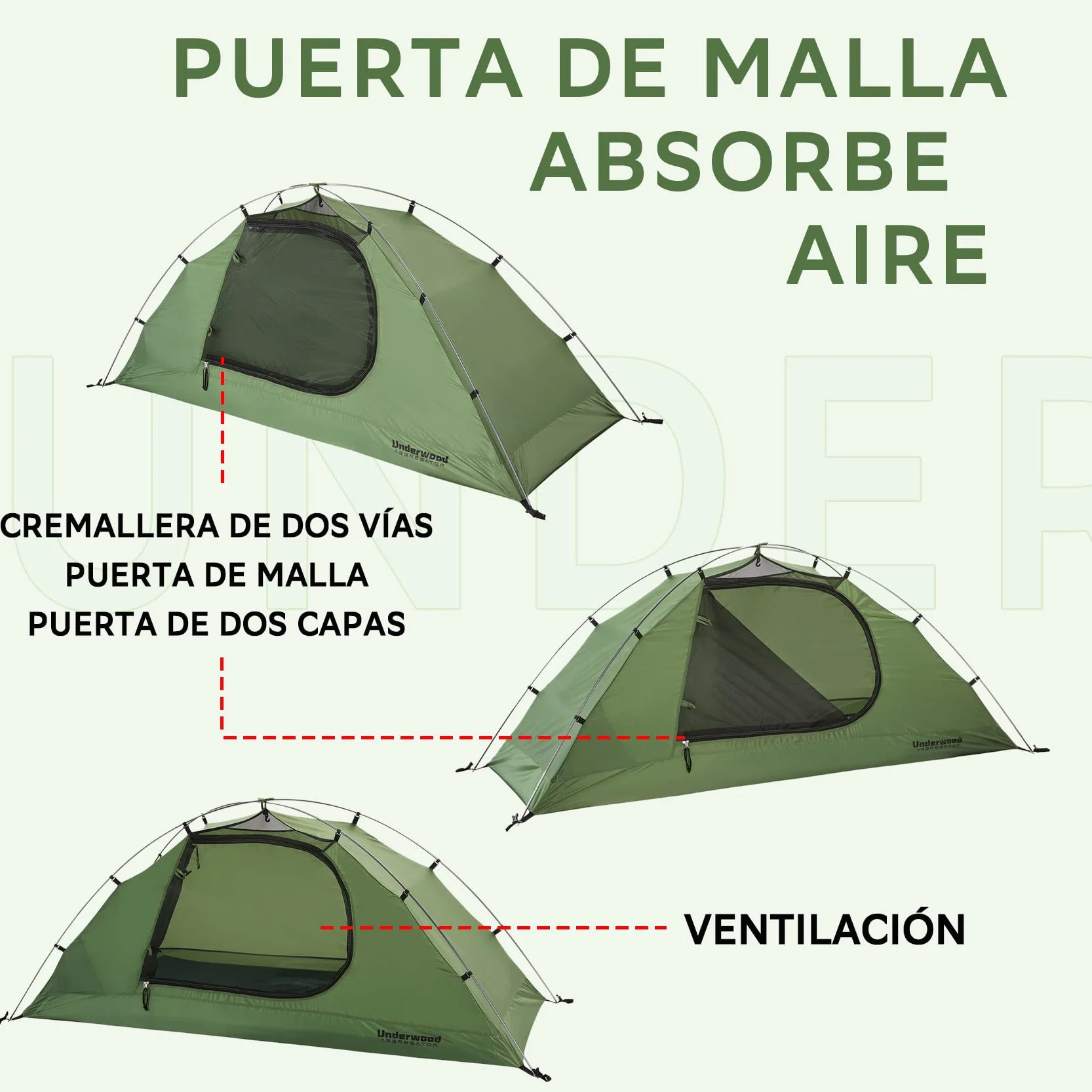 Tienda de campaña impermeable ligera 1/2 personas senderismo acampada nieve montañismo
