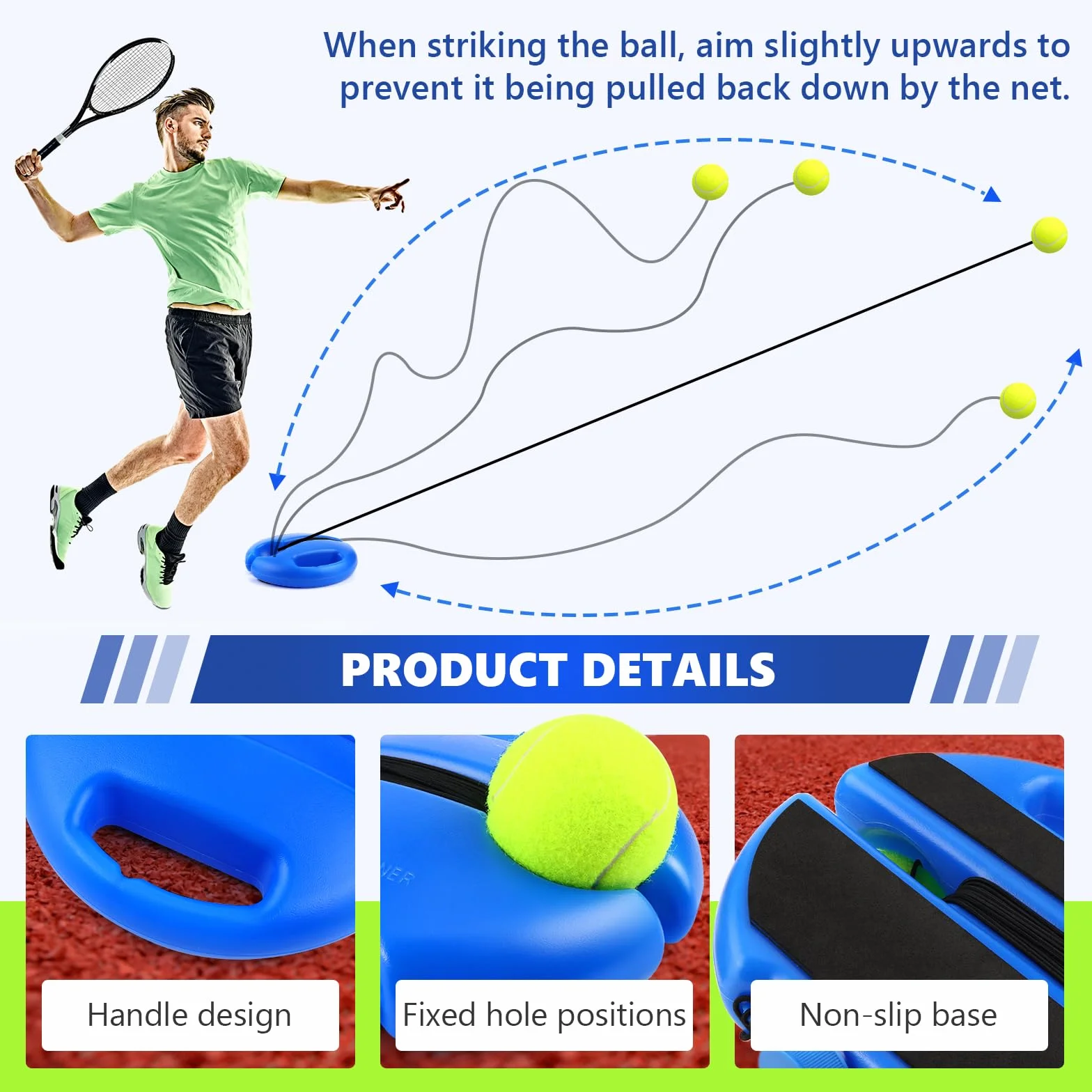 Juego de Entrenador de Tenis, El Entrenador de Tenis Hace rebotar la Pelota, con 2 Pelotas Que rebotan, para Entrenamiento Niños Adultos Jugador