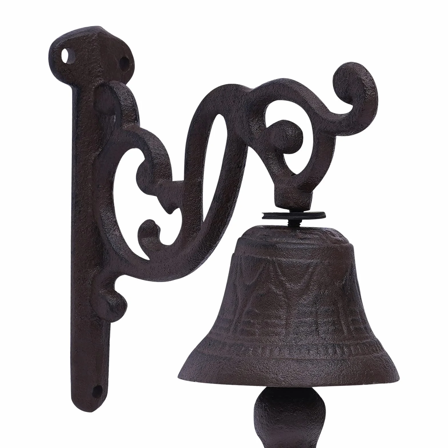 Campana colgante de barco de hierro fundido Campana de capitán rústica negra se puede utilizar en cafés, restaurantes, escuelas, entradas, bares, jardines, 13,5 x 13,5 cm
