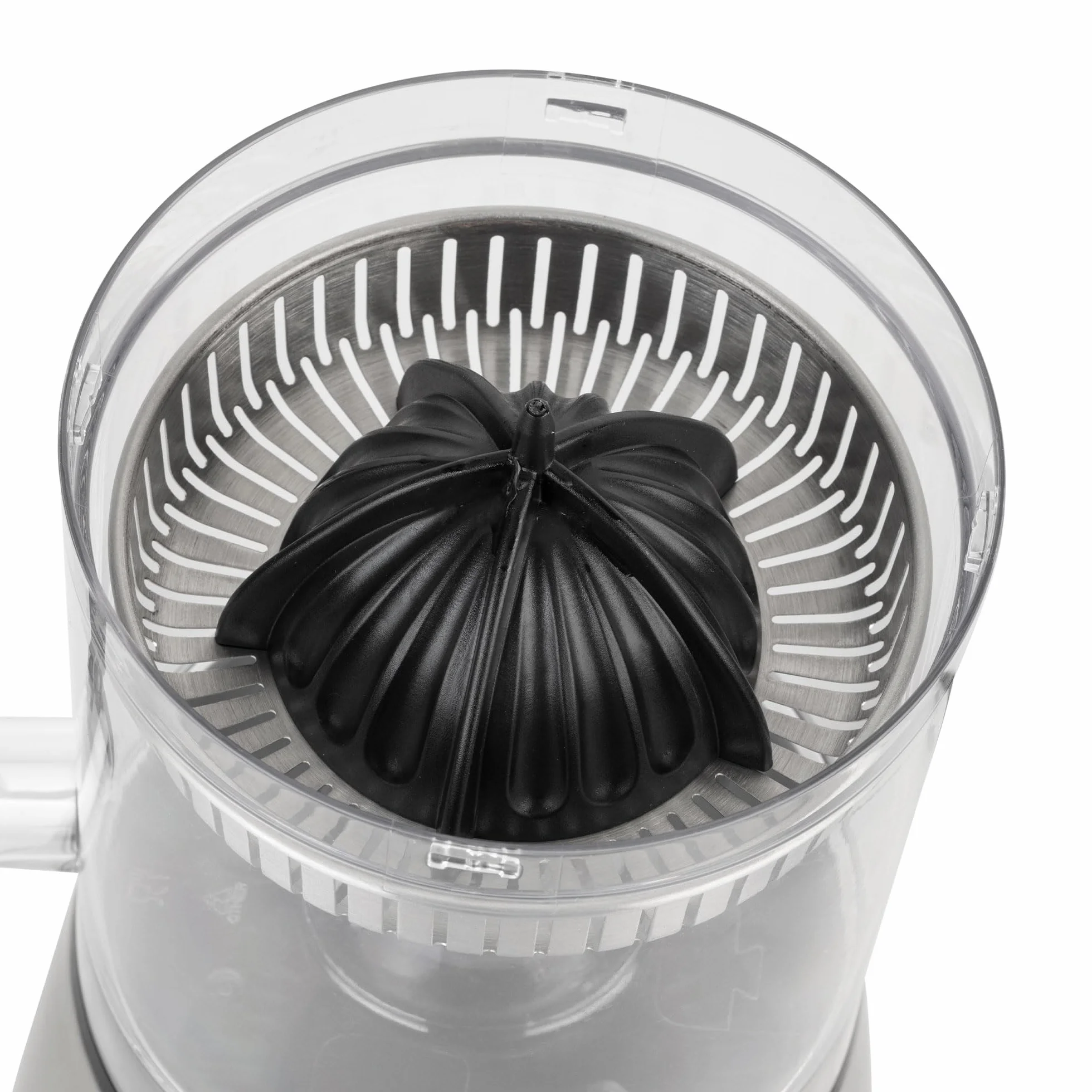 JATA JEEX1616 - Exprimidor de Naranjas Eléctrico Automático 300 W | Cuerpo y filtro de acero inoxidable | Sistema antigoteo | Apto para todo tipo de frutas | Piezas desmontables. Base Antideslizante