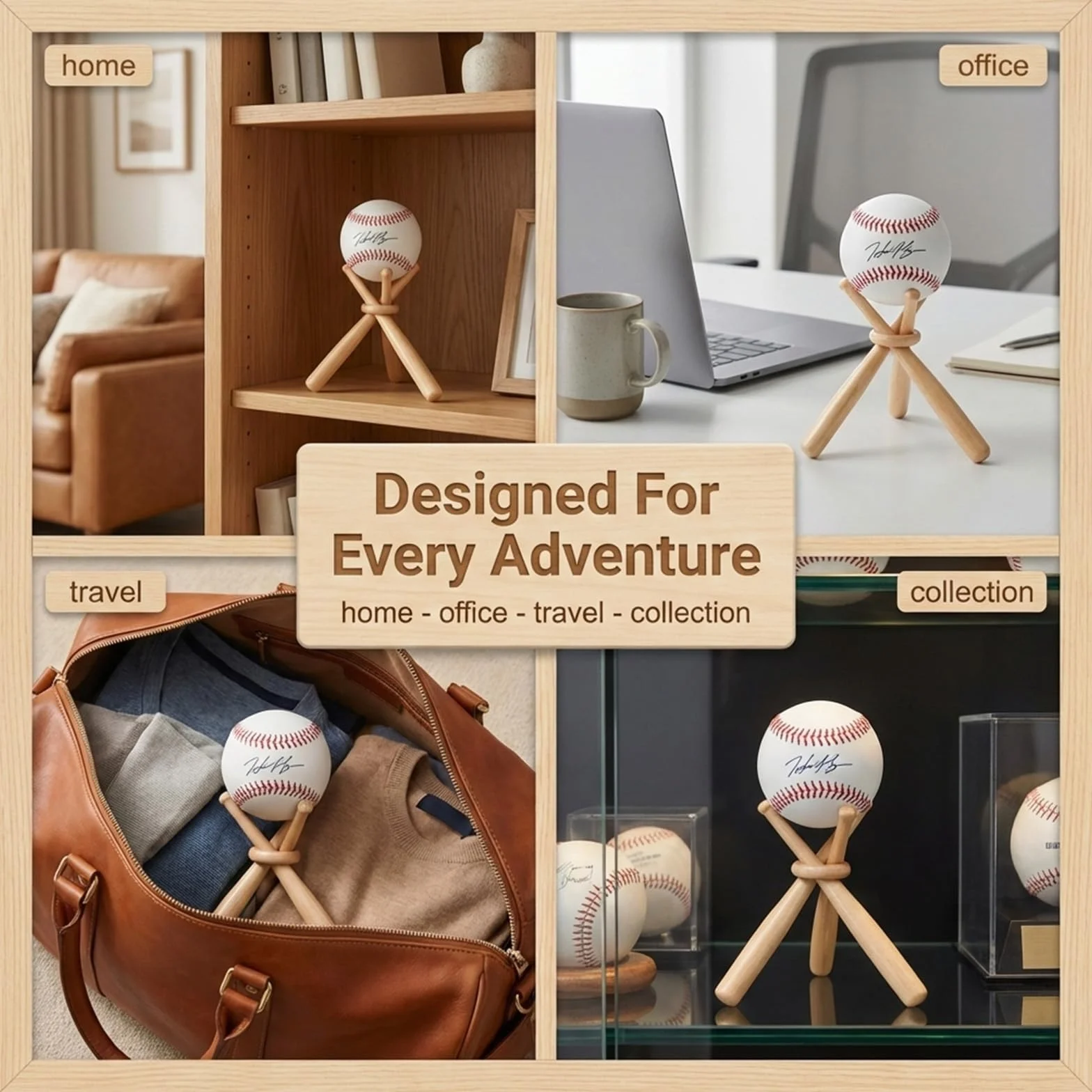 Soporte de Madera para Bola de Béisbol, Exhibición y Almacenamiento de Coleccionables