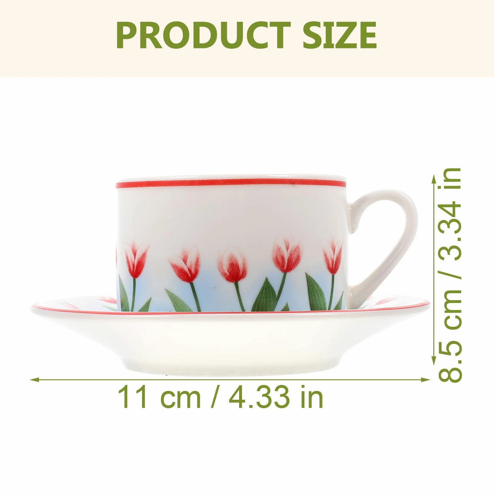 Genérico Juego de 2 Tazas de Café Vintage de Cerámica con Platillo | Agarre Cómodo y Asa Ergonómica, Superficie Lisa, Capacidad Adecuada para Uso Diario y Fiestas