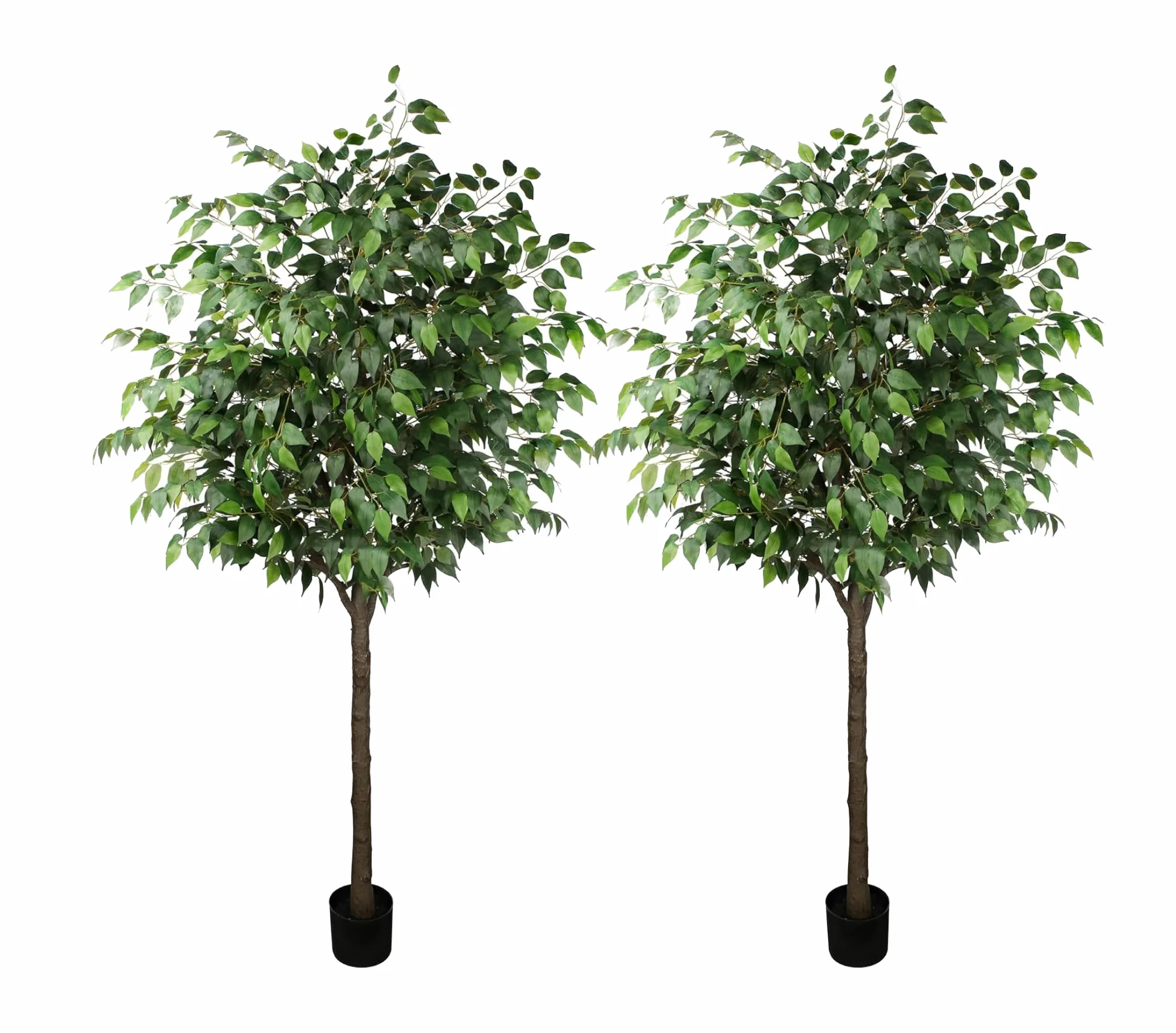 Planta Artificial Ficus - Tamaño 180 cm - Pack de 2 Plantas de Plástico Grande - Árbol Artificial Realista y Exótico - Decoración del Hogar, Oficina, Hotel o Eventos