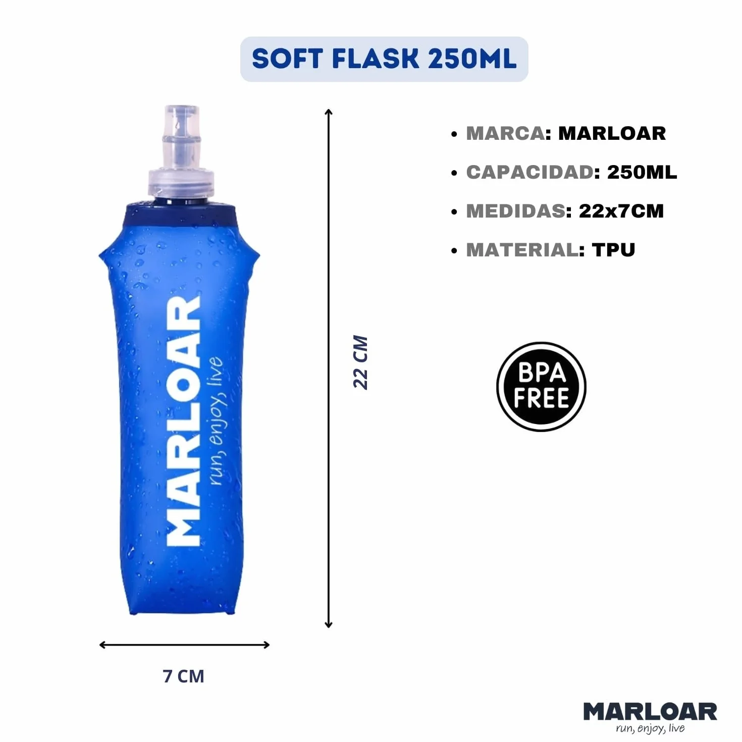 Soft Flask 500ml Botella Plegable Silicona Pack 2 Unidades para Running Trail Running Ciclismo Senderismo BPA Free AZUL 250 ML
