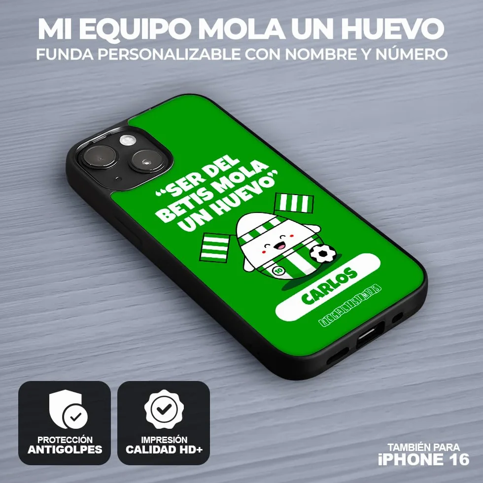 Funda para iPhone Personalizada Fútbol Borde de Goma Anti Golpe Ultraresistente Betis iPhone 13 Pro