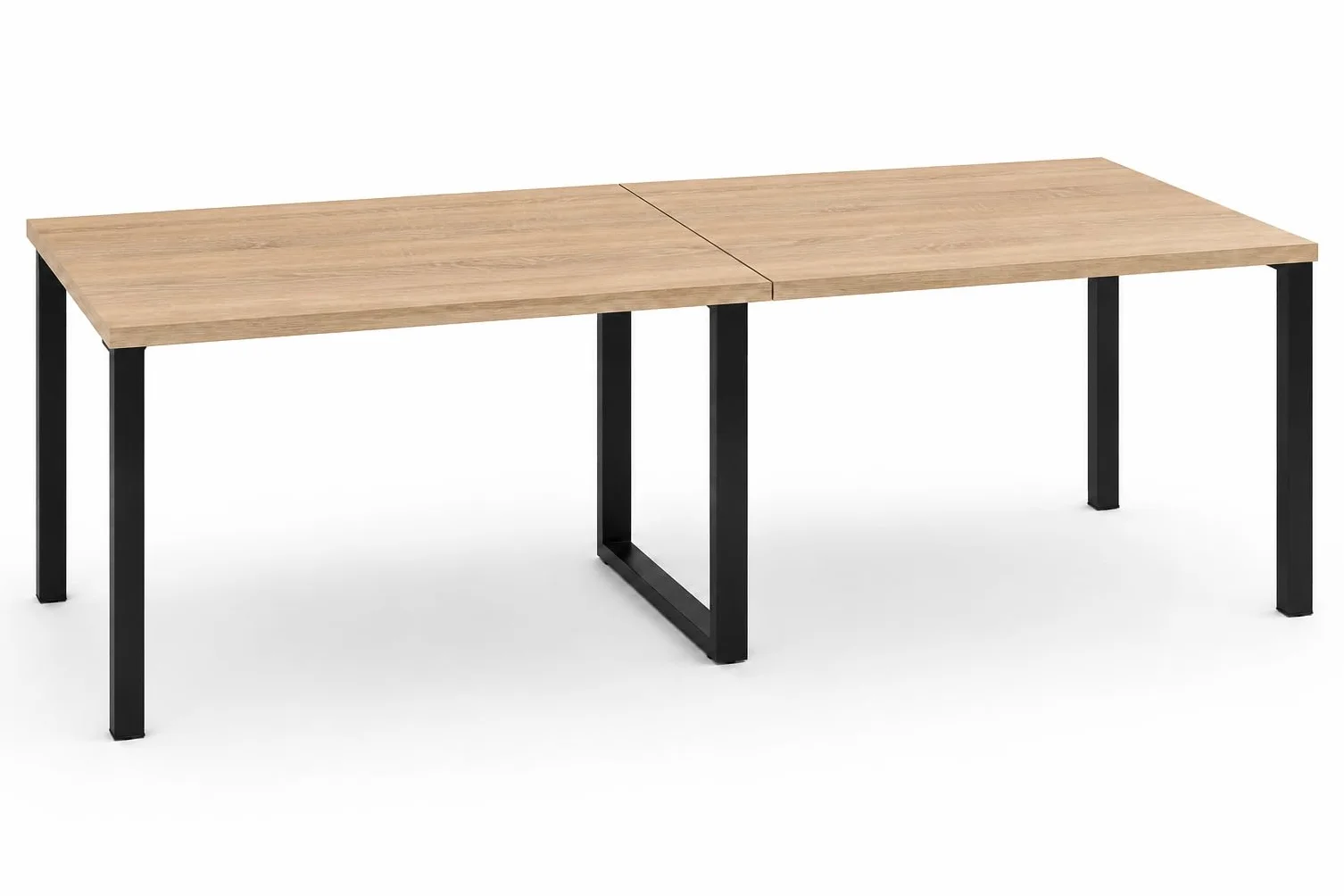 OFILIKE. Mesa de Reuniones y Conferencias para Oficina - Mesa de Juntas Grande con Estructura Metálica Negra y 2 Tableros - Mesa para Sala de Reuniones, Empresas y Negocios 300x120 cm. (Roble)