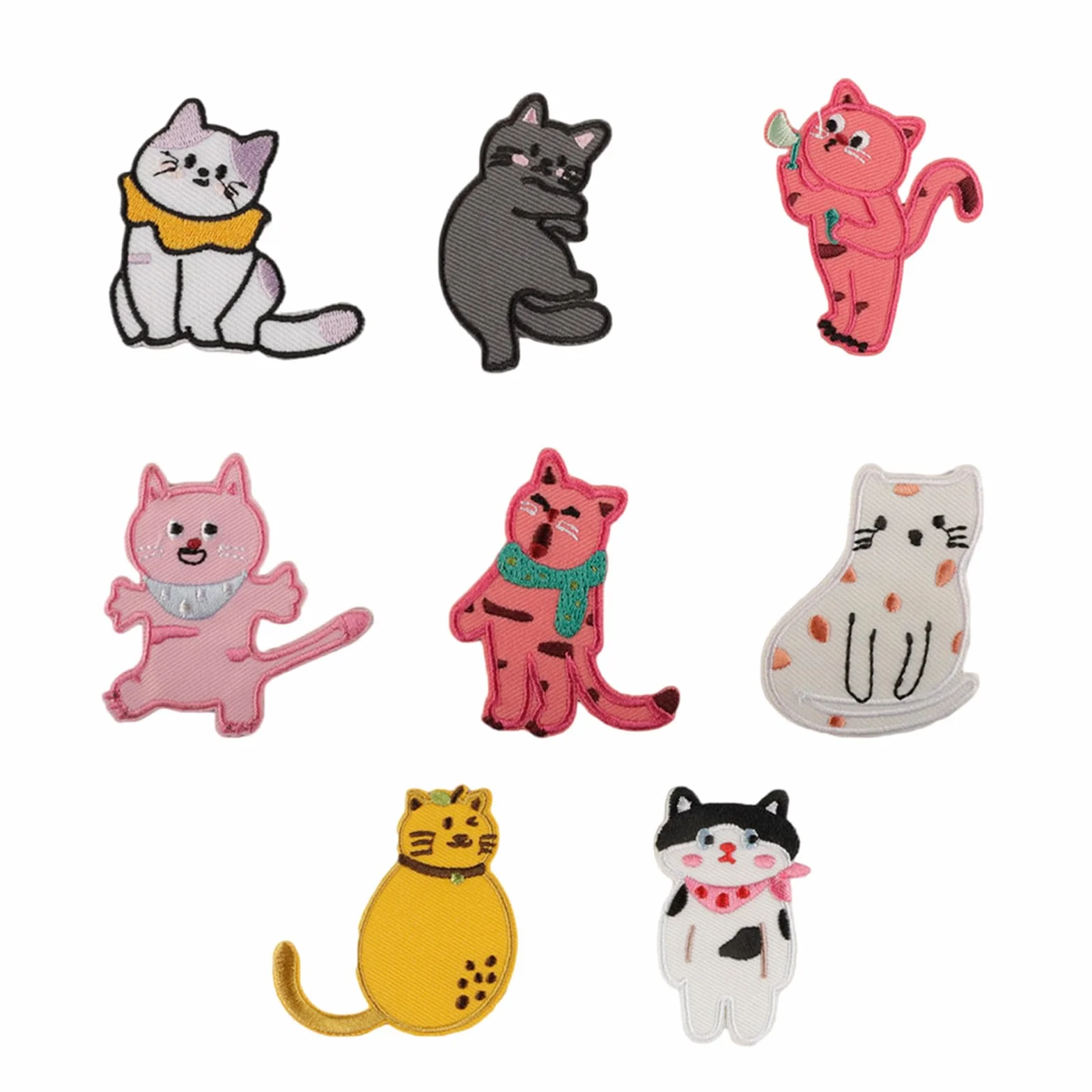 Parches de Tela con temática de Gatos, Bordados, Apliques, reparación, Costura, Suministros para Decorar, Accesorios de Prendas Bordados