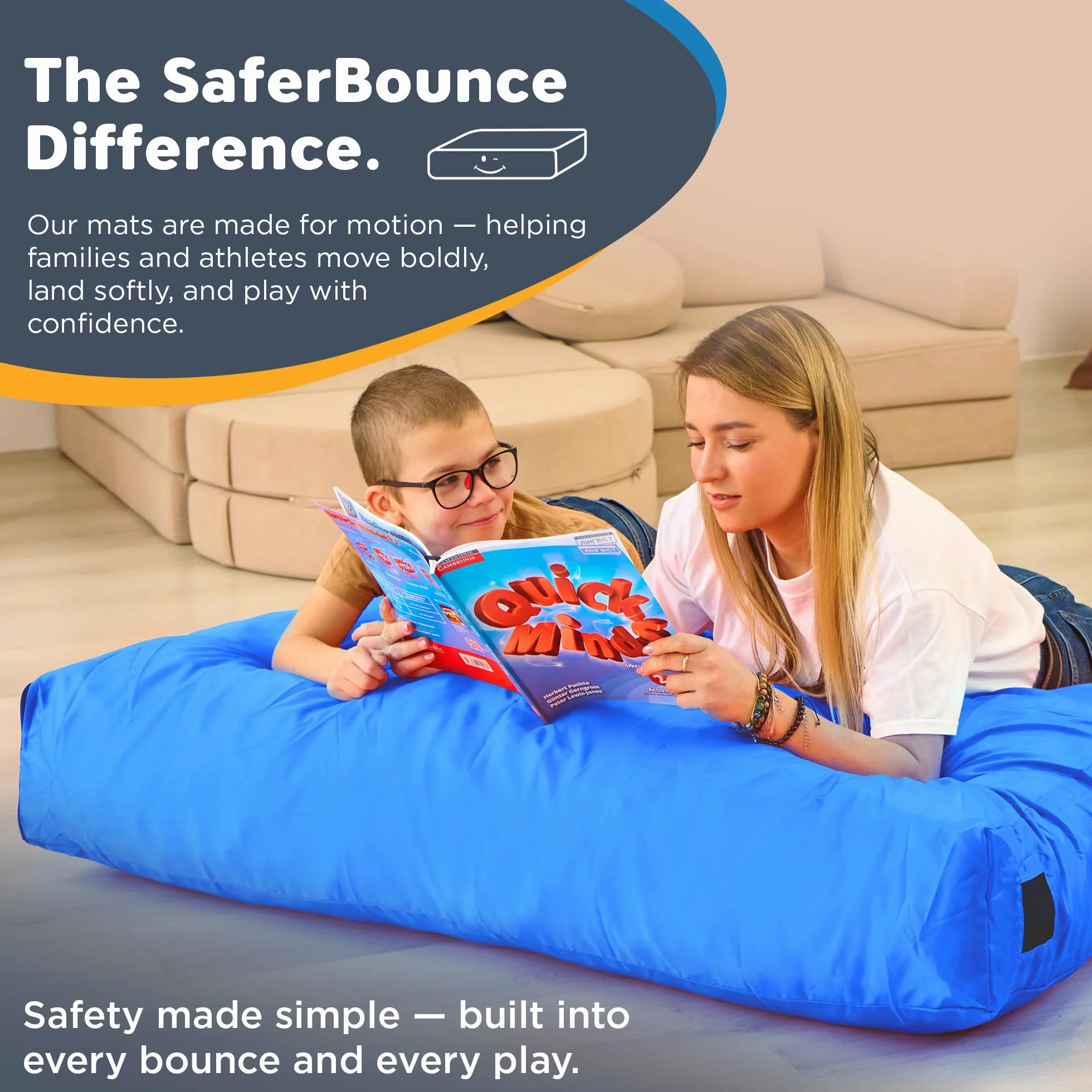 SaferBounce Sensory Crash Pad para Niños 152x152 cm Colchoneta Autismo Alfombra Espuma Escalada Gimnasia