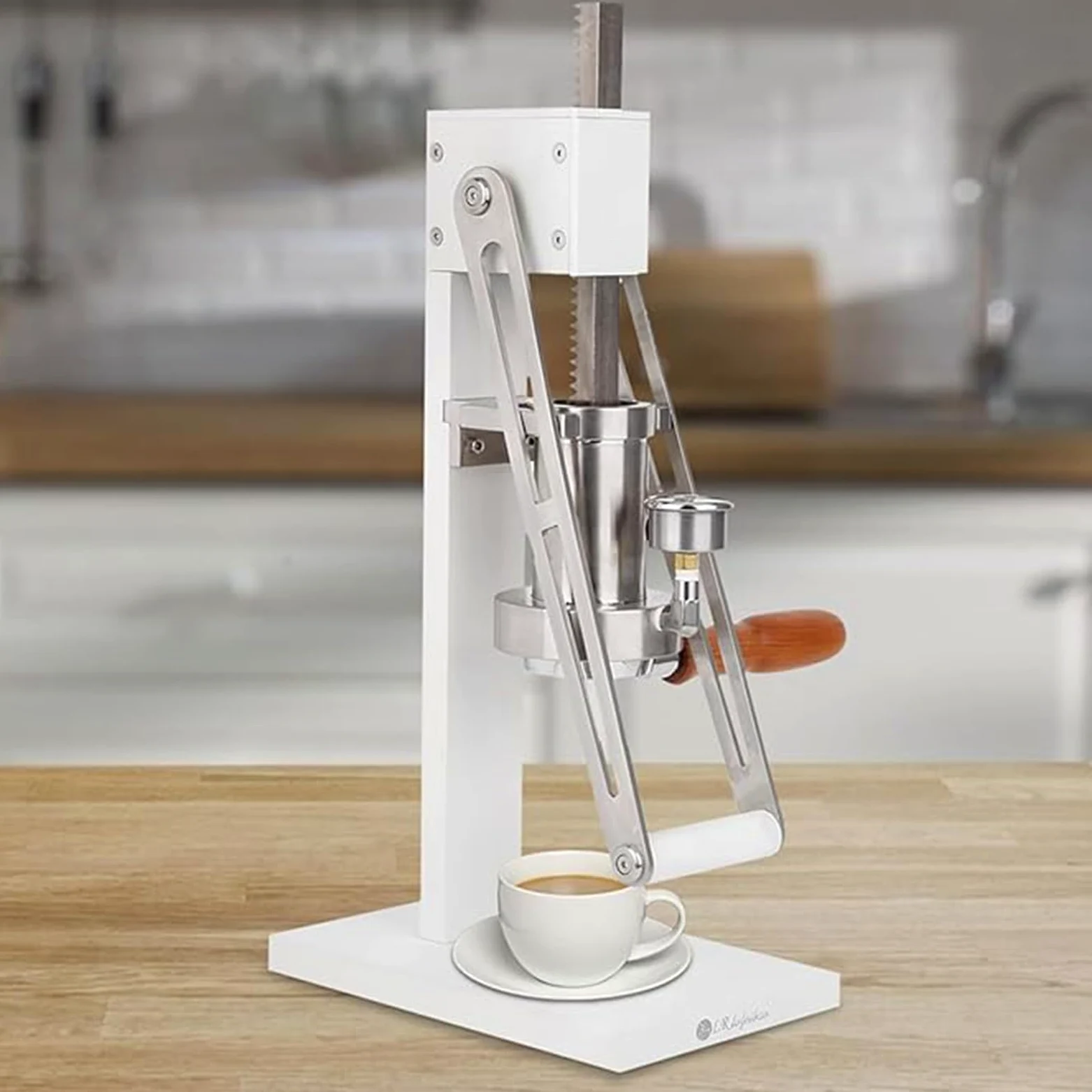 Máquina de espresso de palanca manual, máquina de prensa de espresso con cámara de presión, pistón y mango sin fondo para uso doméstico y exterior