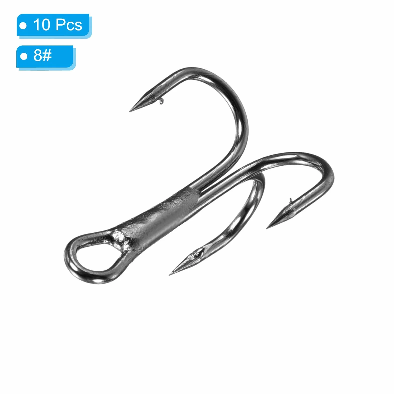 PATIKIL Anzuelos Triples de Pesca 8#, Acero de Alto Carbono, 10 Unidades, Negro