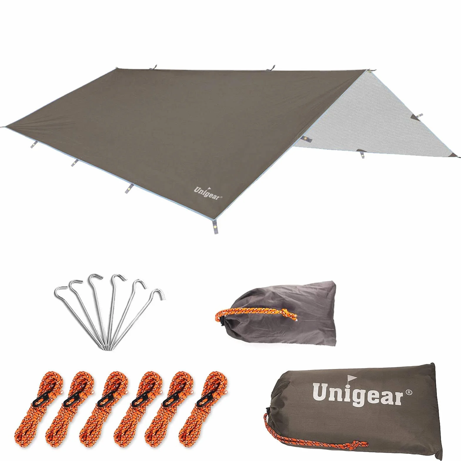 Unigear Tarp Impermeable 3x3 3x4 3x5 4x4 Lona para Hamaca con Ojales, Protección contra Lluvia y Solar para Camping