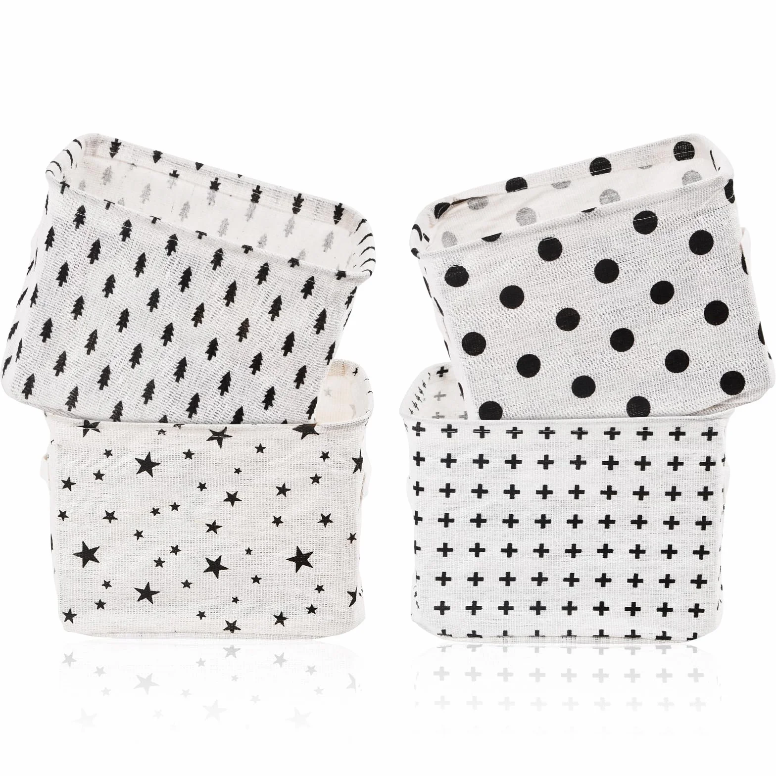 Cestas de Almacenamiento de Tela, Juego de 4 Caja de Almacenaje, Pequeñas Cestas Cuadradas Plegables de Lona para Almacenamiento, Cestos de Baño y Organización del Hogar, 20x16x14 cm